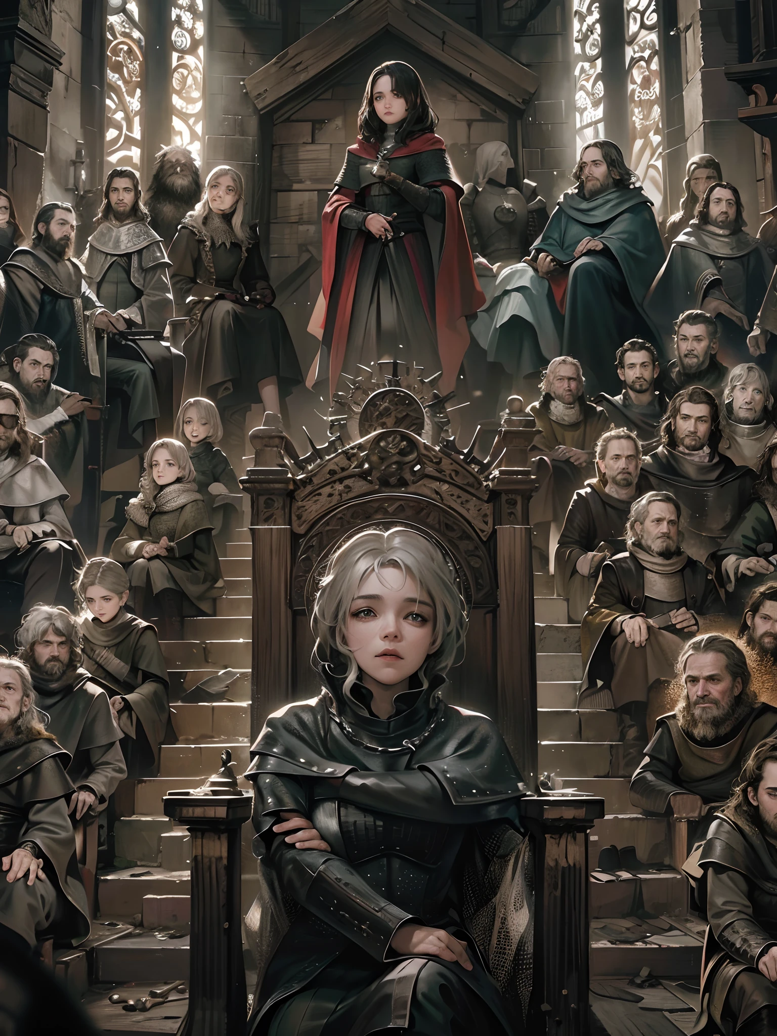 Absurdres masterpiece HDR high quality picture of a random scene from game of thrones portrait with a Tim Burton theme style in a beautiful masterpiece background , detailed character, handsome face