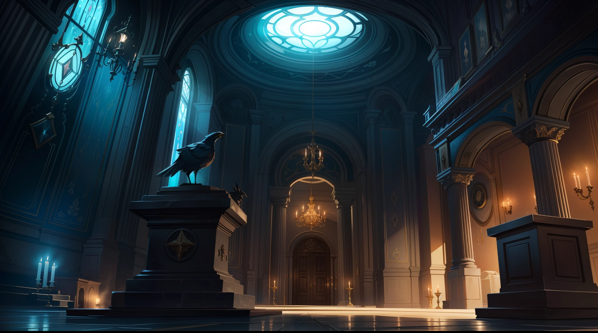 Academy of magic in a fantasy world, cinematic lighting volumetric lighting