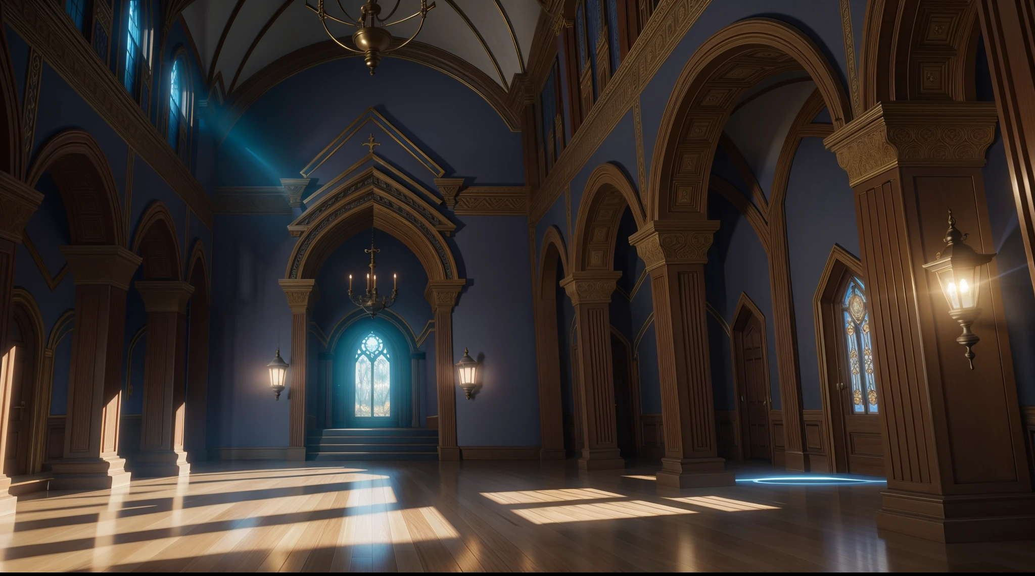 Academy of magic in a fantasy world, cinematic lighting volumetric lighting