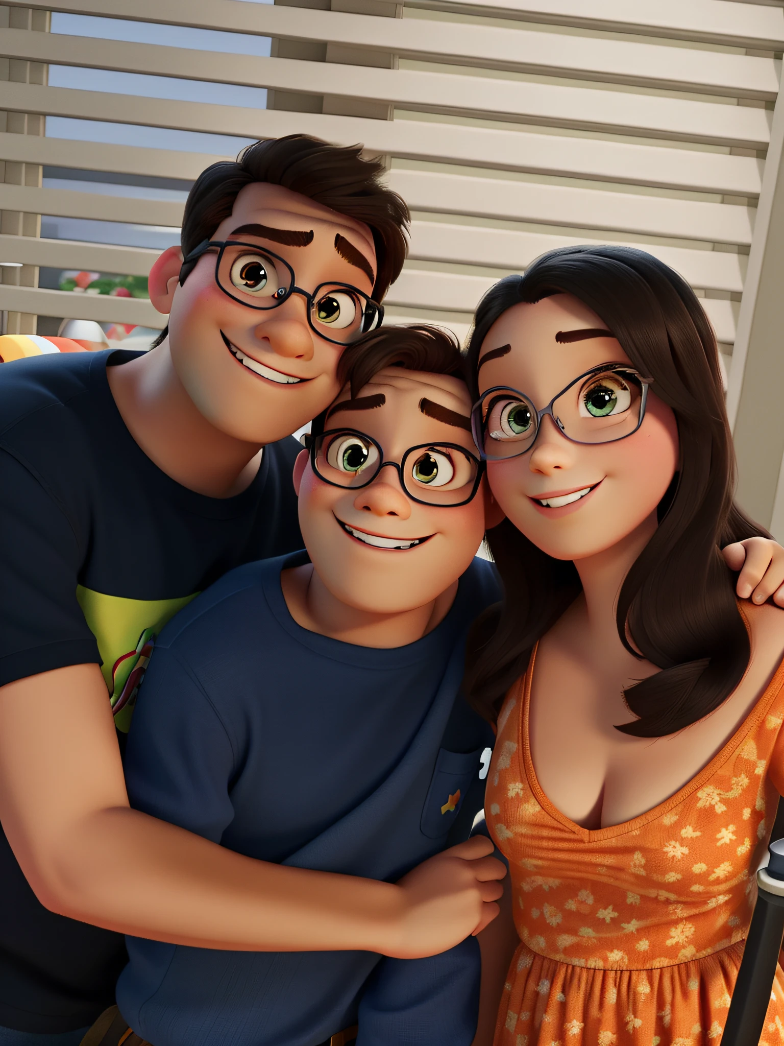Leave the family in the Disney Pixar style, alta qualidade, melhor qualidade
