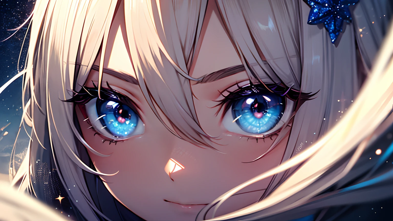 A detailed eye, Super close-up of the eyes、Stars in the eyes(kirakira)、Art Station, foco nítido, Photorealsitic, 35 mm, Ultra Detail, radiant light
