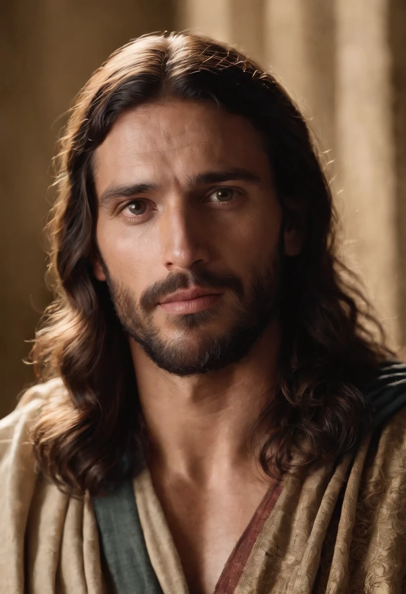 SAN JOSE, Pai de Jesus! Character from the Bible, cena com ele segurando o menino Jesus no colo, Imagem realista 8k
