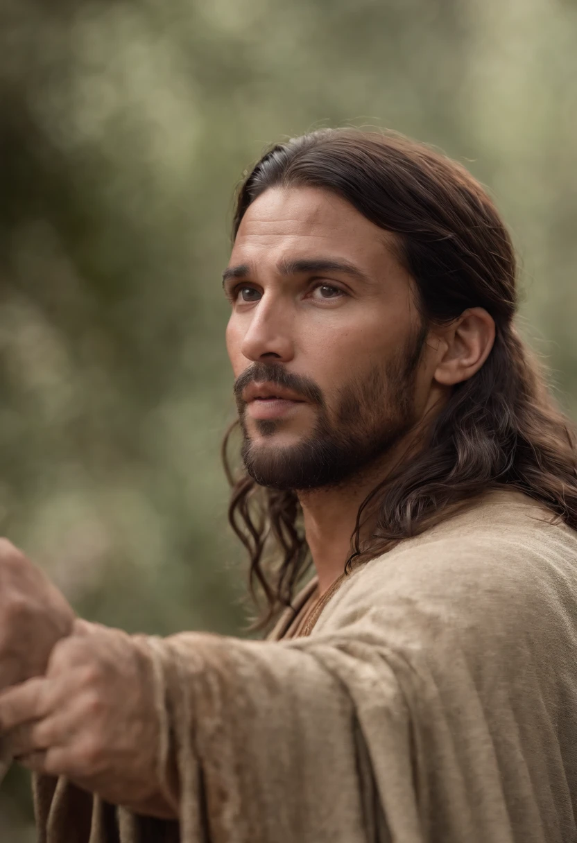 SAN JOSE, Pai de Jesus! Character from the Bible, cena com ele segurando o menino Jesus no colo, Imagem realista 8k