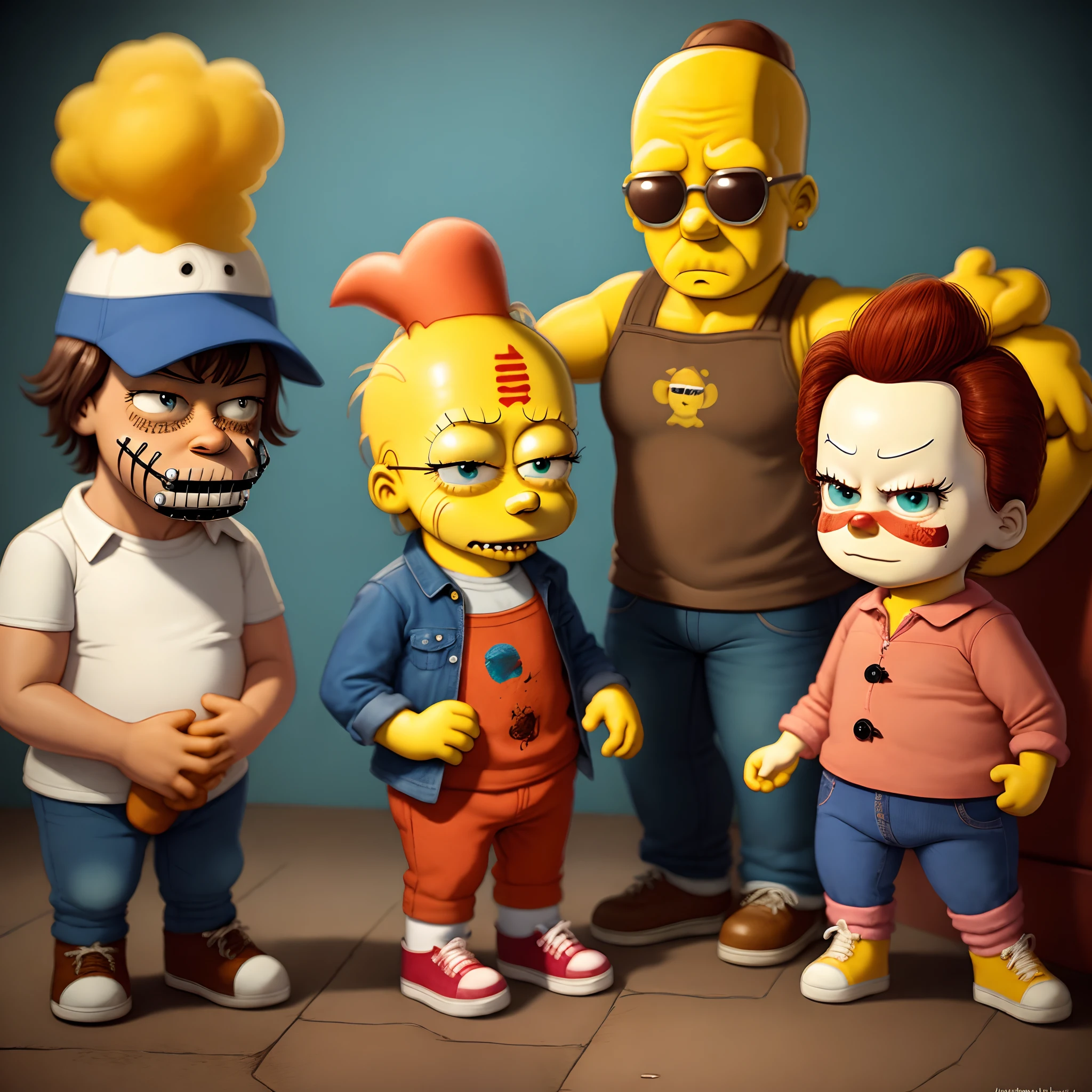 The Simpsons as Jason Freddy Michael Chucky and Leatherface costumes