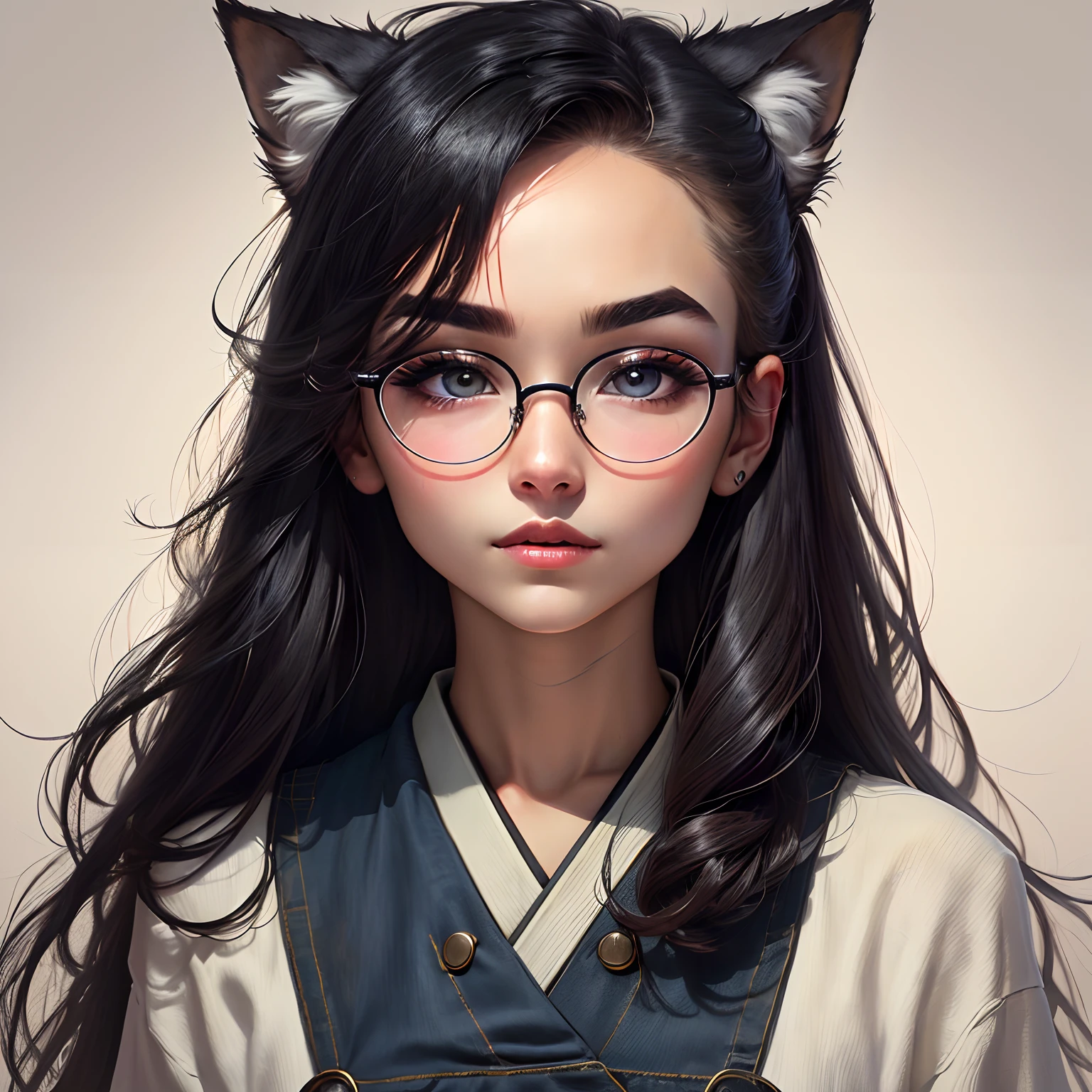 thick eyelids Cross-nosed Round glasses with black rim Lips small thick Thick eyebrows Not cute Eyes are far away Wolfhair Lack of luster in the hair Close to face The gills on the face are stretched Small nose is large With bangs neuter Slightly sagging eyes japanes layers-Cut The human a picture Thick eyebrows There is a lot of white space on the face Lots of hair Face square Wolfcut Narrow forehead natural make up There is flesh on the face