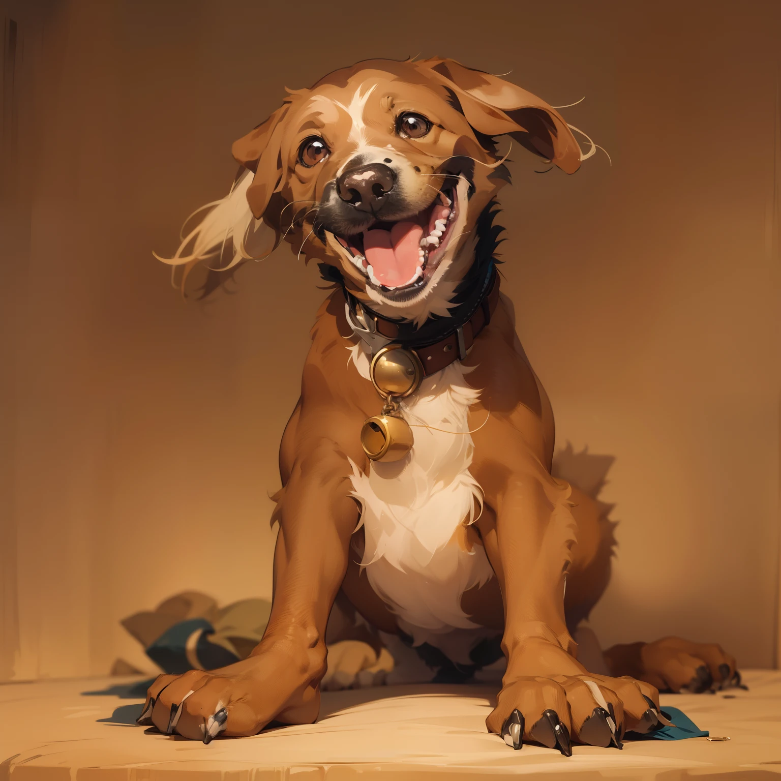 Anthropomorphic dog, musculoso, sorriso seduzente