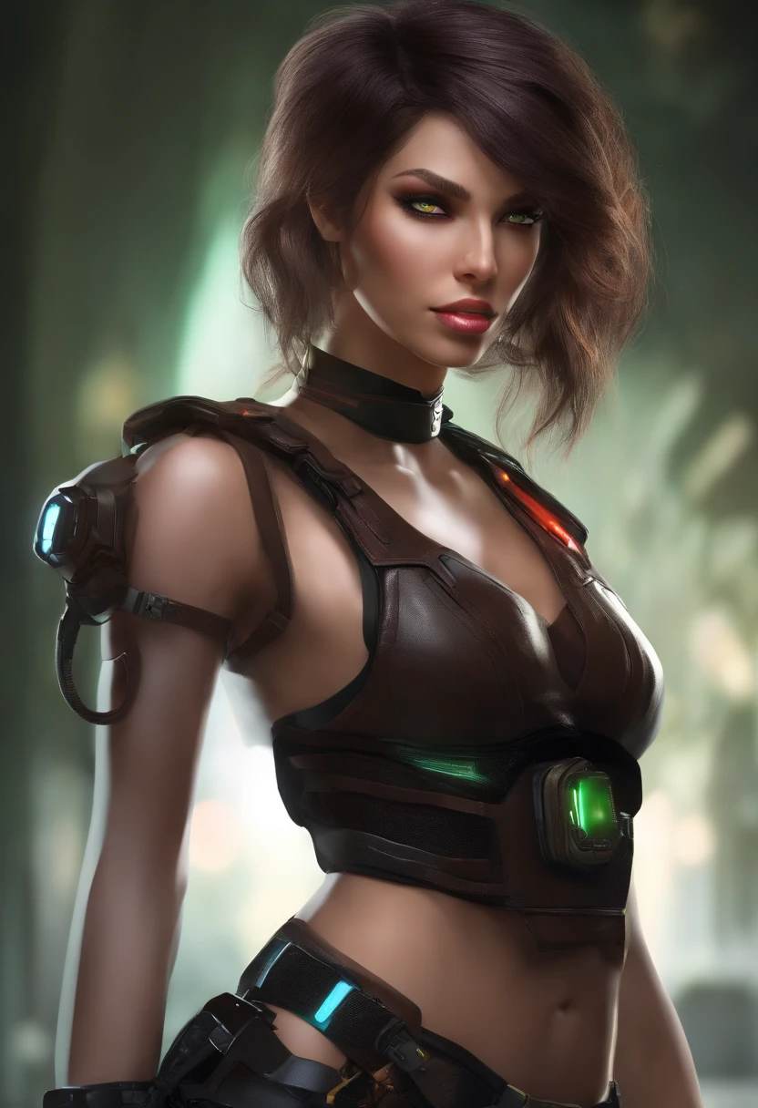 CMR2 in a cyberpunk outfit, perfect brown eyes