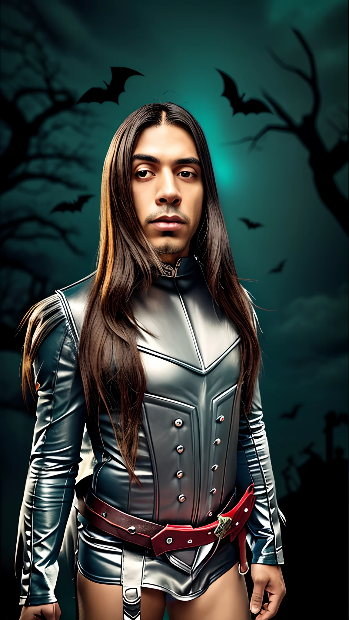 Homem maquiagem halloween, Spooky Cemetery Background, noite, morte