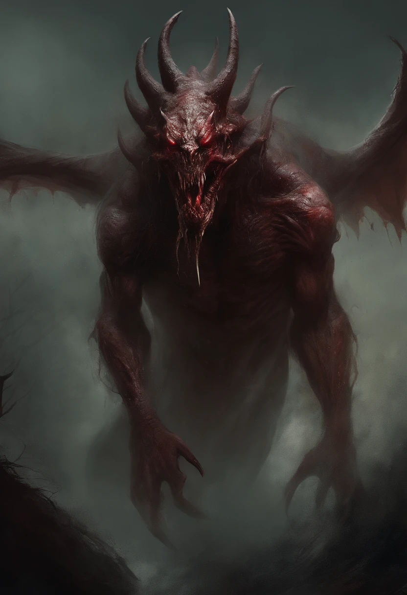 A painting of a demonic creature with a bloodied face and a bloodied head, carnage, Sci - Horror Art of Fiction, Science fiction horror artwork, inspired by Aleksi Briclot, Crocs de carnage, Horror fantasy art, par Aleksi Briclot, Horror concept art, venin, Art fantastique et horreur, Detailed illustration of 4K horror, Demonic creature, Dark Fantasy Horror Art