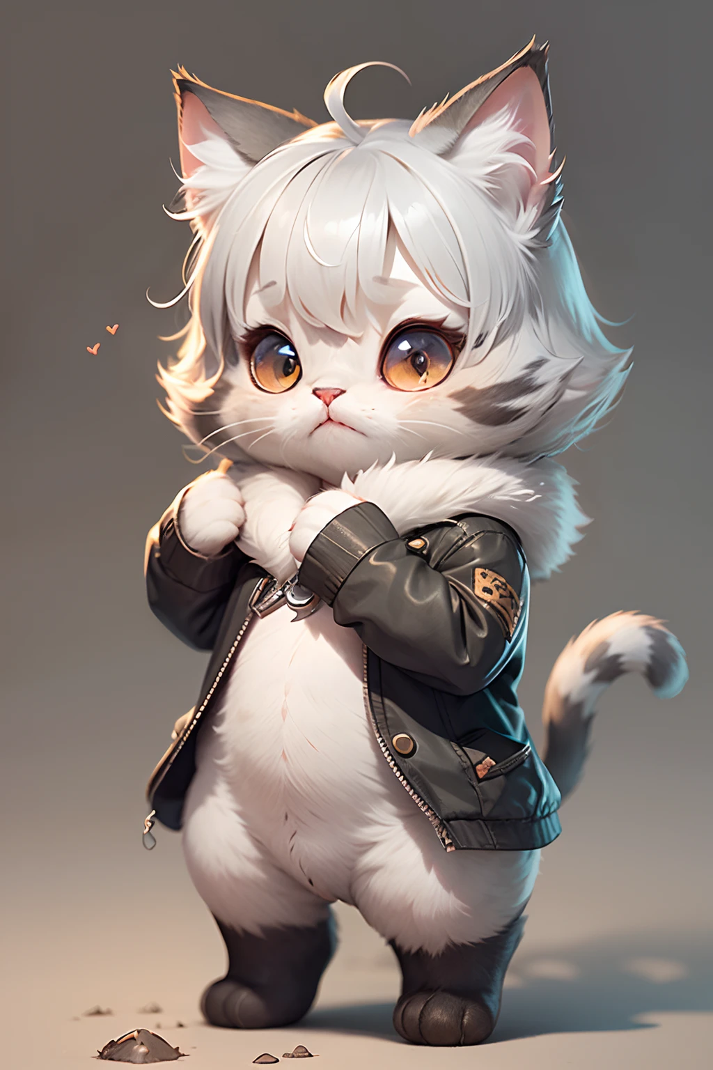 C4tt4stic, a cute little cat(Details of the appearance of the Munchkin、Body hair is light gray,、legs are short), Transparent background