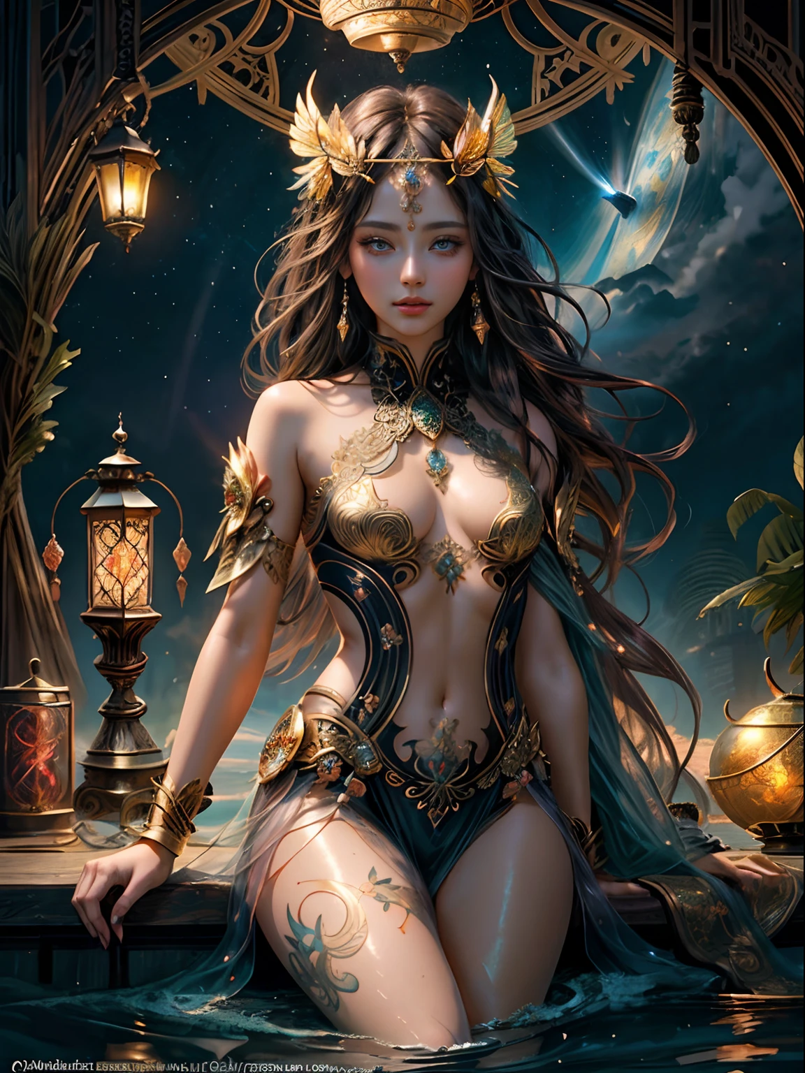 8k portrait of beautiful cyborg with brown hair, intricate, elegant, highly detailed, majestic, digital photography, art by artgerm and ruan jia and greg rutkowski surreal painting gold butterfly filigree, broken glass, (masterpiece, sidelighting, finely detailed beautiful eyes: 1.2), hdr, (masterpiece), best quality, expressive eyes, perfect face, portrait of beautiful cyborg with GINGER hair, intricate, elegant, highly detailed, majestic, digital photography, surreal painting gold butterfly filigree, broken glass, (masterpiece, side lighting, finely detailed beautiful eyes: 1.2), HDR, (detailed background window to a new dimension, plants and flowers:0.7) infinity, infinite symbol, night sky with full moon, (masterpiece), best quality, expressive eyes, perfect face, highly detailed face and body, cinematic lighting, photorealistsic, 1girl, 18yo, ((dark brown straight shoulder length hair)), dark brown eyes, big eyes, very thin body, ((((flat chest)))), skinny, laying on her back on piles, (legs spread open), pink pussy lips, bald pussy, well lit, beautiful and aesthetic:1.2), (1girl), extreme detailed,(fractal art:1.3),colorful,highest detailed,beautiful goddess emerging from the ocean, caucasian girl with shiny silver hair, full female body, golden eyes, wild waves, big waves, oriental mandala tattoos, transparent dresses, skin wet with water, stormy sky, sunset sky red stormy clouds, ancient temple floating in the sea, floating old clock, lamp, lantern, beautiful girl with a slight smile, transparent blouse, black vikini, fractal, Sakimichan-style art, slight smile, legs open, pubic hair view, 1 sexy girl, exposed breasts, open transparent T-shirt, Mandala and flower tattoos, Best Quality ,black hair fused with platinum and gold, naked girl, visible beautiful pubic area, pink pesons, small breasts in sight, tattoos on the naked body, old floating clock, lamp, lantern , skin wet with water, open legs,multicolored sea waves, sea ​​goddess rising from water and wav