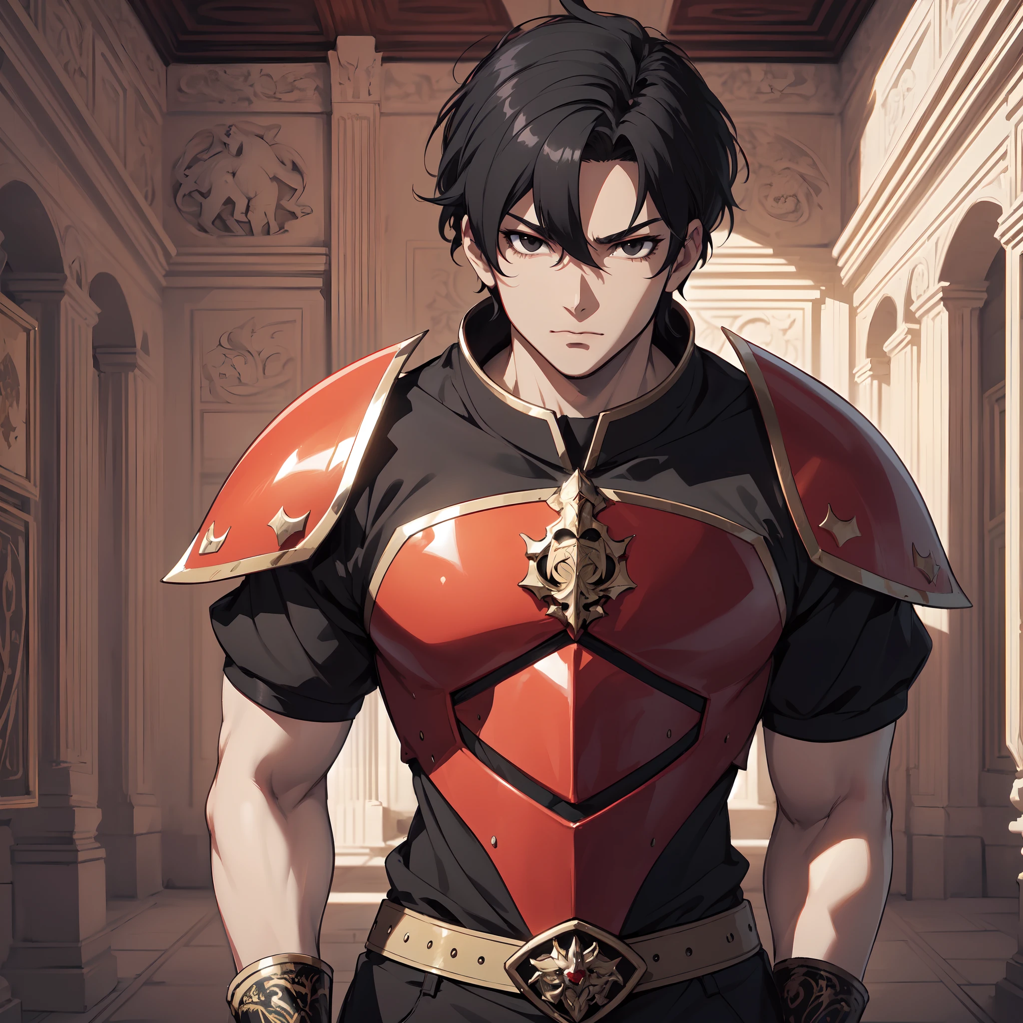 128K Ultra High Definition,
128K Ultra High Quality,
128K Ultra High Resolution,
Best Definition,
Best Quality,
Best Resolution,
Perfectly Detailed,
Perfectly Designed,
Extremely Detailed,
Extremely Designed,
Hyper Detailed,
Hyper Definition,
Hyper Quality,
Hyper Resolution,
Masterpiece,
(((Anime))),
Body Shot,
(((Boy))),
Handsome,
Muscular Body,
(((Black Short Hair))),
(((Black Eyes))),
(((Hyper Detailed & Perfectly Designed With Ultra High Quality Red Warlord Armor))),
(((Inside Of Medieval Royal Palace Background Scenery))),