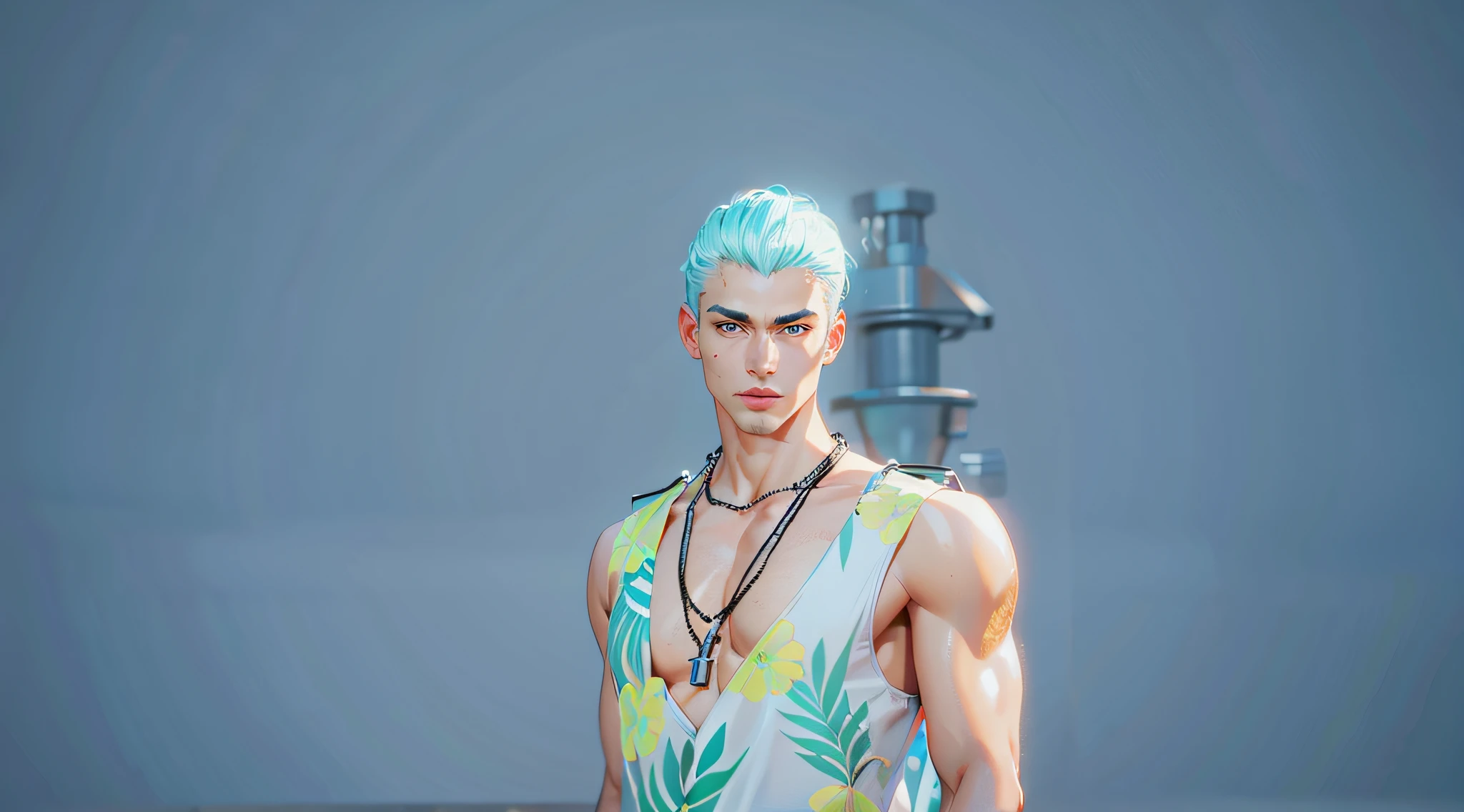 8k, best quality, masterpiece, realistic, ultra detail, photo realistic, hyper realistic, smoother lighting, increase cinematic lighting quality, realistic lighting, backlighting, brightening light, Increase quality, best quality real texture skin, beautiful details eyes, cool, Drill hair with electric blue color, ((highres)), potrait,highly detailed, detailed eyes, detailed lips, detailed beuty faces,male.