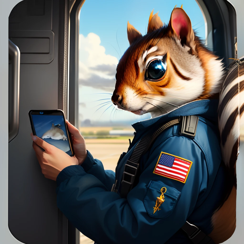 Show me a picture of a flight patch with a squirrel with side nuts