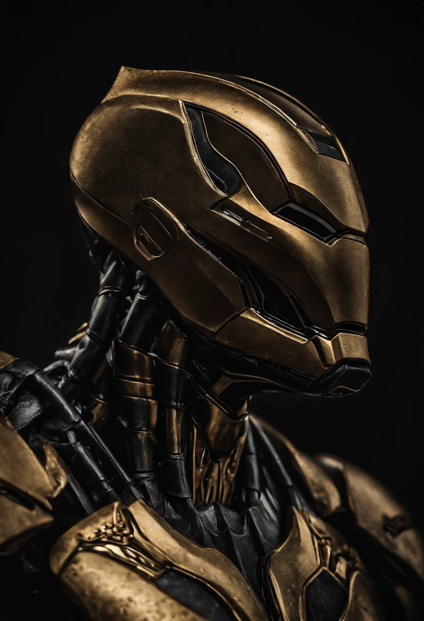 Gold and black Venom Ironman combined, sharp long teeth,