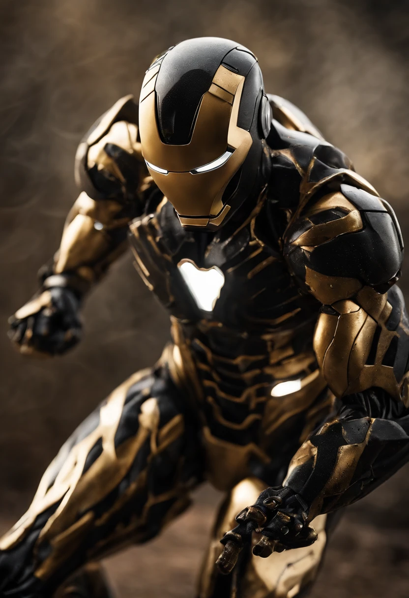 Gold and black Venom Ironman combined, sharp long teeth,
