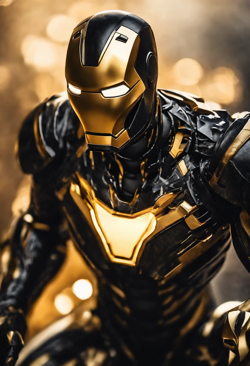 Gold and black Venom Ironman combined, sharp long teeth,