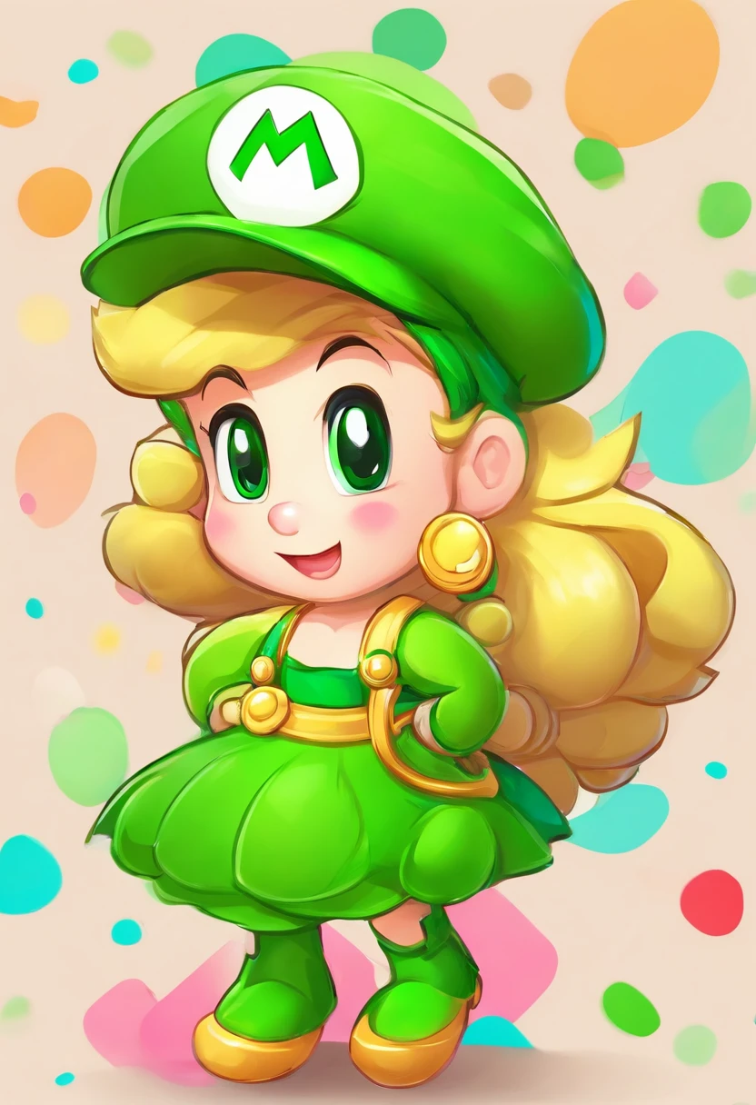 little girl with green hat and dress
