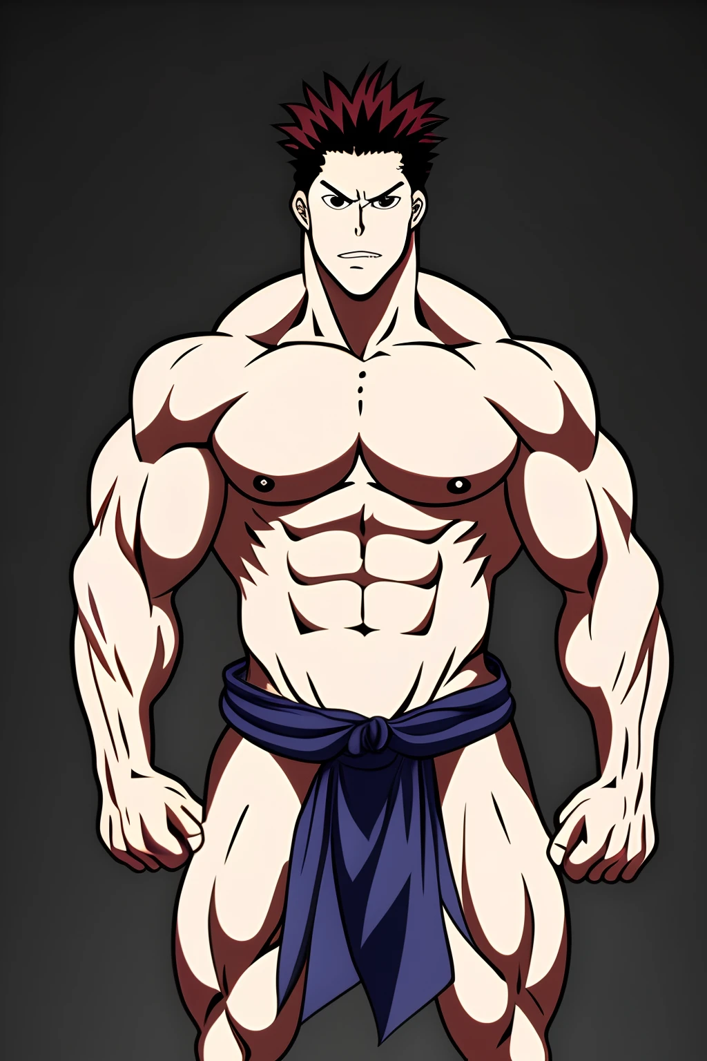 Extremely Muscular Man in Samurai Armor Anime Graphic