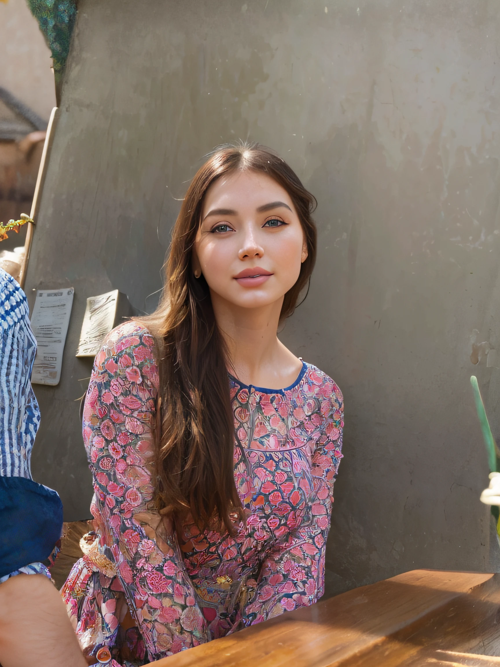 Anamr, detailed eyes, detailed lips, detailed face, long eyelashes, soft skin, flowing hair, radiant smile, elegant posture, vibrant personality, colorful dress, blooming flowers, sunlit garden, peaceful atmosphere, oil painting, high-resolution masterpiece