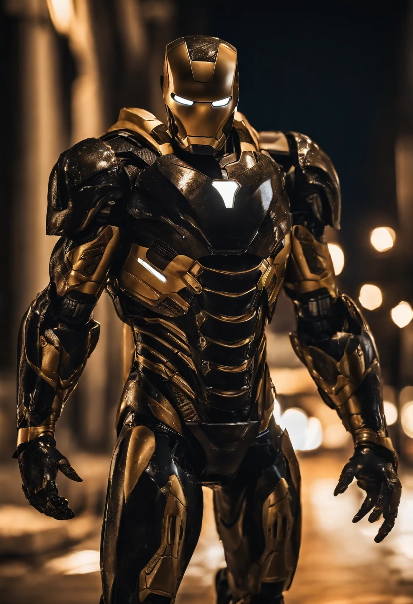 Gold and black Venom Ironman combined, sharp long teeth,