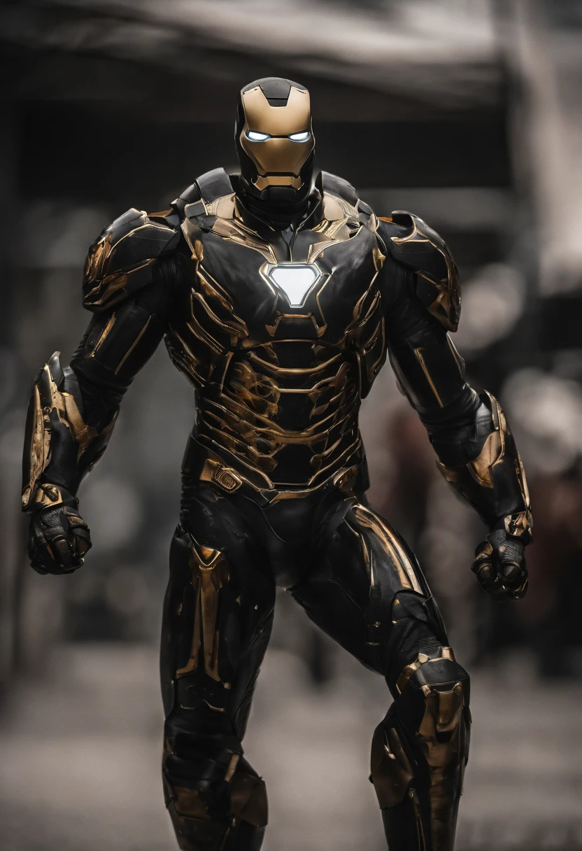 Gold and black Venom Ironman combined, sharp long teeth,