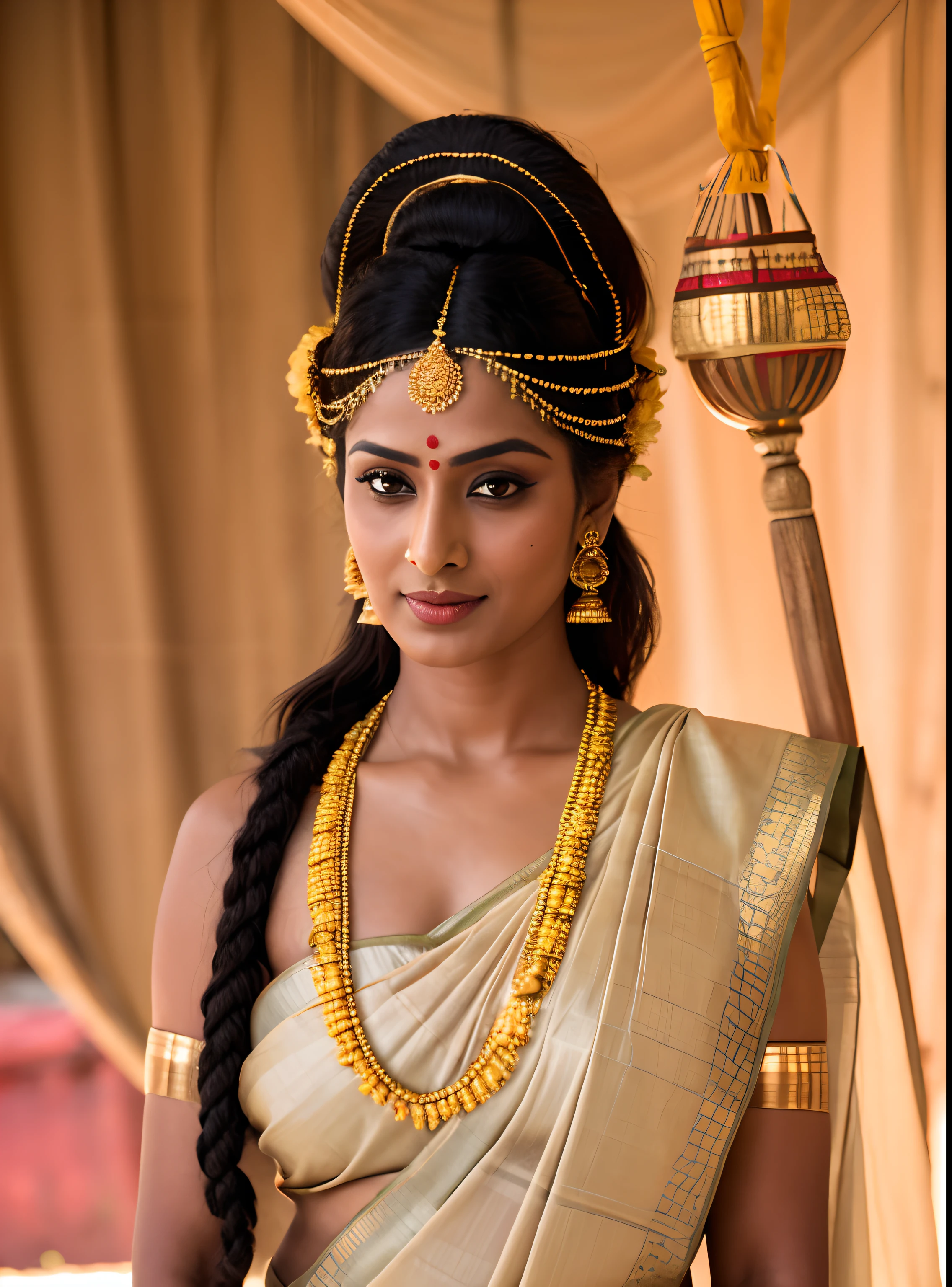 Foto RAW, photorealistic, photography, full body shot, master shot, Saree model, model Photography, Indian saree shoot, village woman, sensual lust, sensual beauty, erotic photoshoot, bengali village woman, bengali housewife, bhabhi, aunty, bong girl, village sari, village girl, village Sari style, vintage Indian Village Style sari draping , retro village wear, village style, no blouse saree, no blouse can be seen, traditional wear advertising photography, traditional wear brand shoot, face of Indian actress Pavitra Lokesh, masterpiece, realistic, realism, photorealism, high contrast, photorealistic Artstation 8k HD digital art trend of high definition and detailed realistic skin texture, ultra detail, realistic skin texture, armature, best quality, ultra high definition, (photorealistic:1.4),, high resolution, detail, raw photo, Re sharp, by Lee Jefferies Nikon D850 Film Stock Photo 4 Kodak Portra 400 Camera F1.6 Lens Rich Color Ultra Real Realistic Realistic Textures Dramatic Lighting Unreal Engine Trending at Art Station Cinestill 800,(pele altamente detalhada: 1.2), 8k UHD, DSLR, soft-lighting, alta qualidade, grain of film, Fujifilm XT3