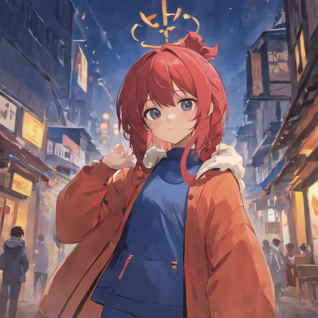Costume planning theme autumn and winter return to dust，Style: Urban simplicity, Magic World, Reference Mushoku Tensei. colors: Red, Blue-Navy details: The top is smart，Casual Clothes，White shirt material: linen, Cotton, Silk, fleece, Full body front design