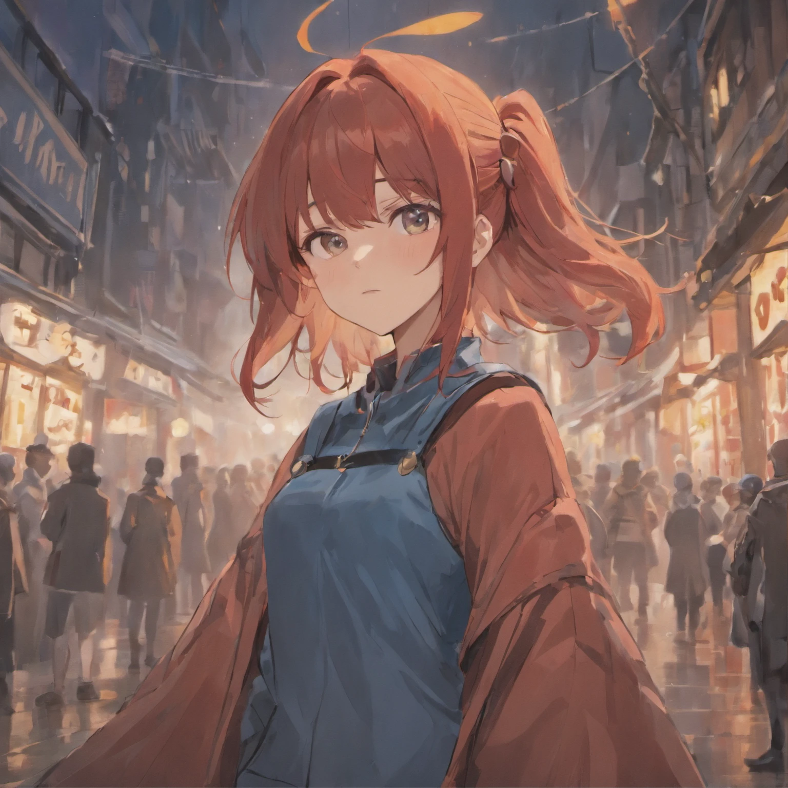 Costume planning theme autumn and winter return to dust,Style: Urban simplicity, Magic World, Reference Mushoku Tensei. colors: Red, Blue-Navy details: The top is smart,Casual Clothes,White shirt material: linen, Cotton, Silk, fleece, Full body front design