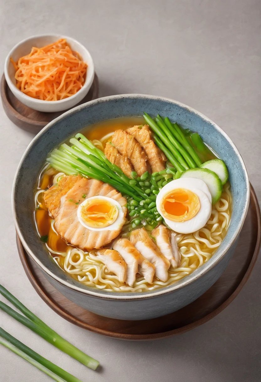 Ramen, naruto, melted egg, Sprinkled with spring onions, Chicken cutlets
