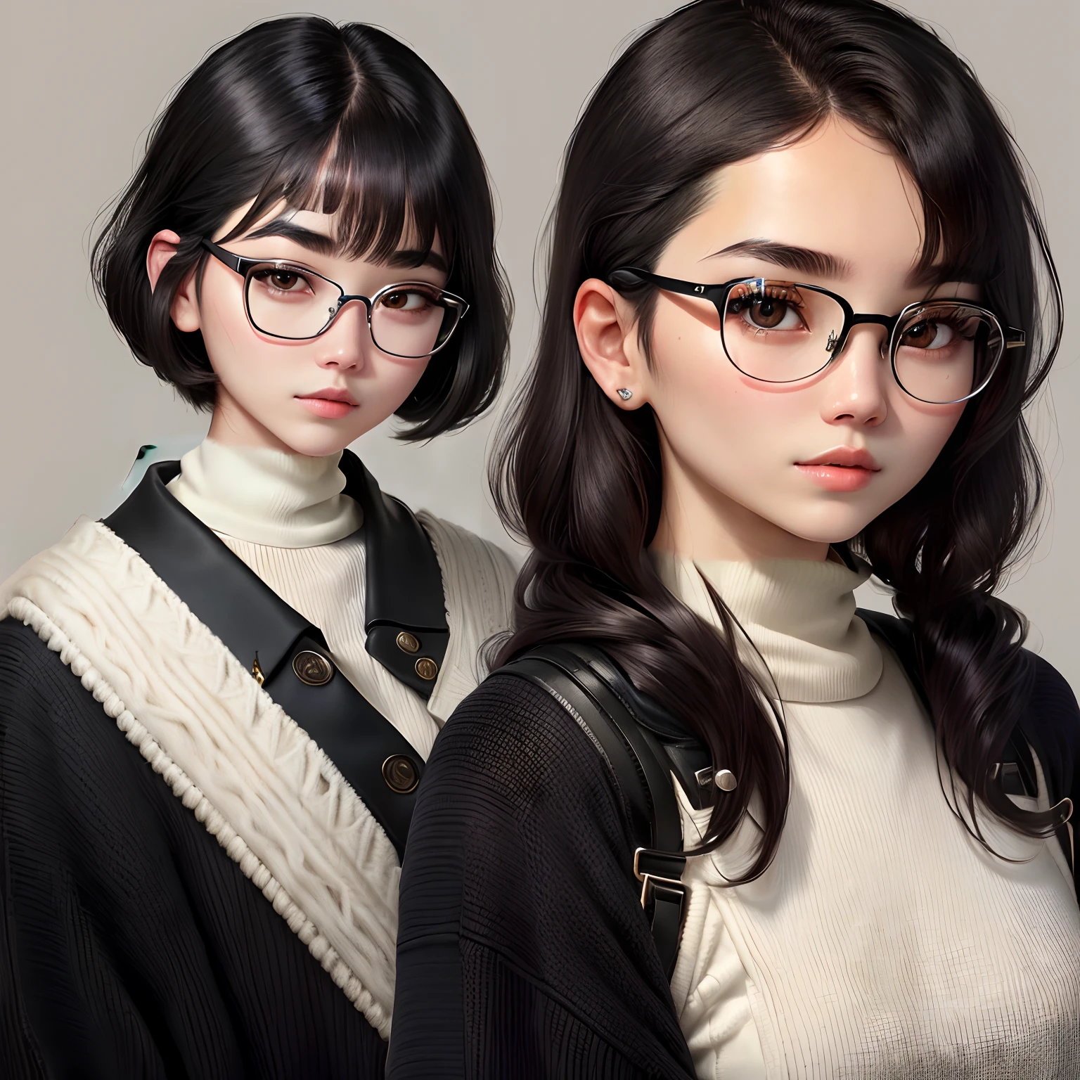 White knit oversized boyish street No piercing No lashes With bangs