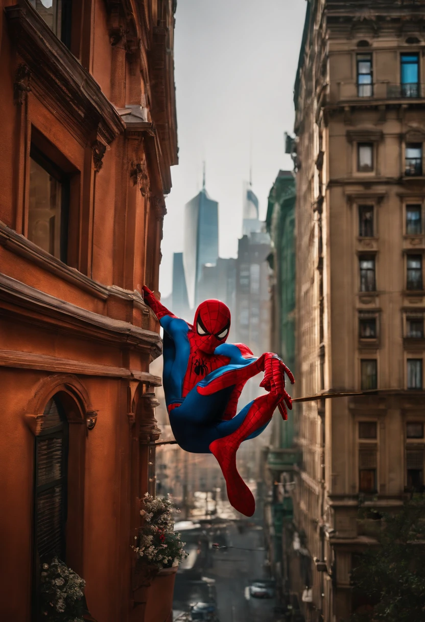 Homem aranha, Launching between the buildings.