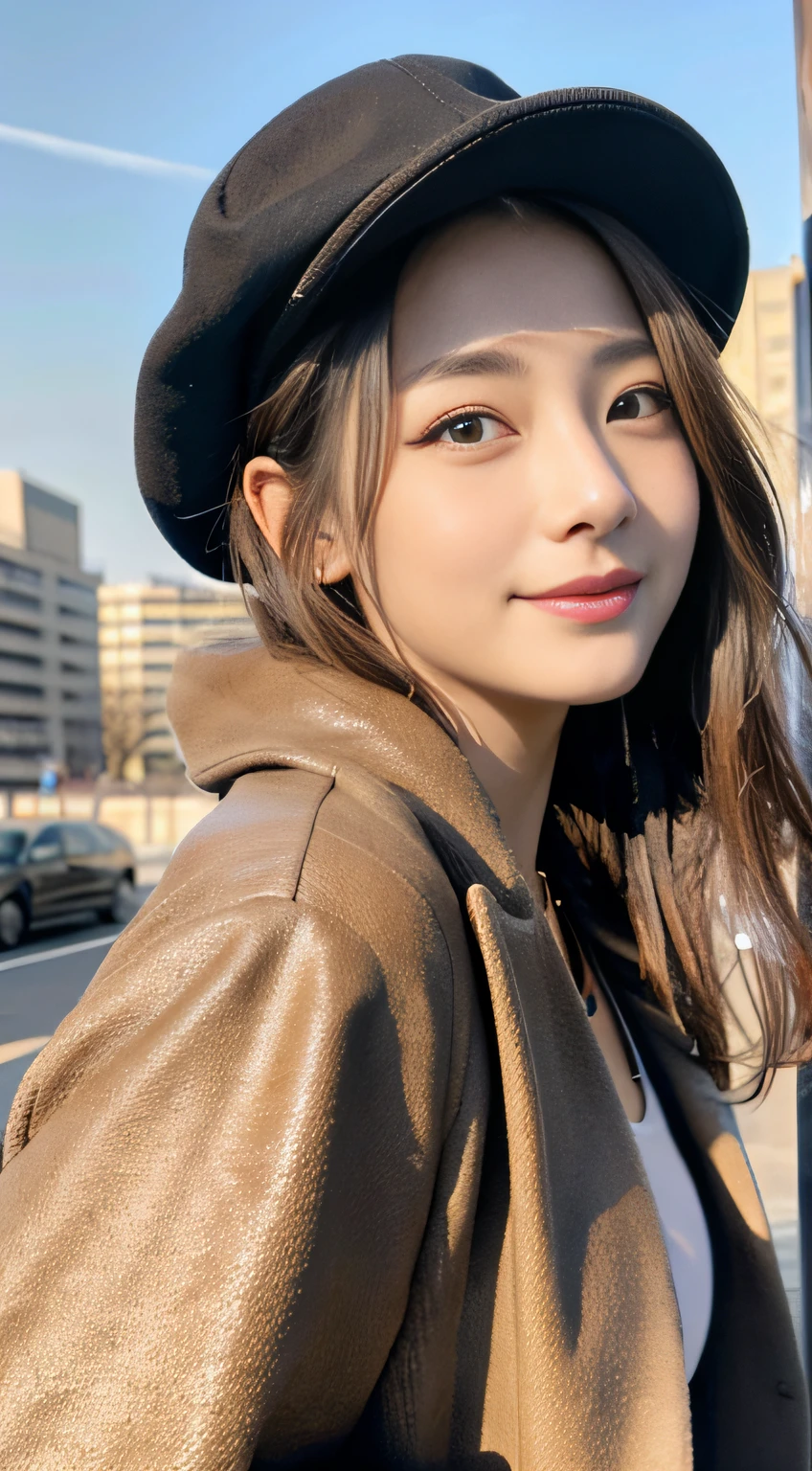(32K,high-detail,high detal,hight resolution,highdensity,独奏:1.3),(Realistic people,Live Action,A detailed eye,High resolution eyes,Fine eyes,Eyes that look like they are alive,Beautiful dark blue eyes,Fishing eyes,detailed lips,Crystal clear white skin,detailed realistic faces:1.3),(Japanese ido,Korean Idols,model in Japan,Korean models,Korean K-Pop Female Idols:1.2),(with a flushed face,natural make up,a necklace,piercings,Navel piercing:1.4)(Cargo pants,Colorful tops with a large silhouette,Coat with a large silhouette,Leather Boots,Hats,Mode-type beautiful eyes casual:1.6),(well-shaped breasts:1.5),(Sexy and very beautiful Korean16 girl,Cool eyes,little smiling,facing back,turned around,Looking at the camera,Fashion Leader,fashion modell,Soft skin,Unforgettable eyes,Eyes are too beautiful,I want to go to Paris Collection.,Cutting-edge fashion:1.6),(showing your whole body,Show full-body fashion,Fashion that stands out:1.7)