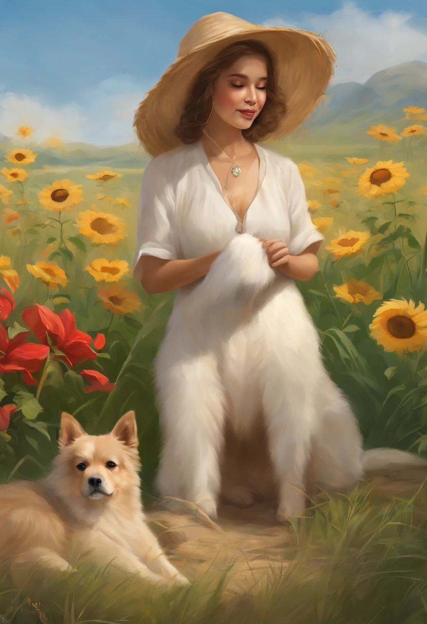 Agricultor Vang Vieng, Laos、tmasterpiece、A well-deserved performance、qualidade excepcional、yorkishire Olhos grandes encantadores、grandes olhos redondos、The eyes have excellent beauty、Pintura realista com olhos grandes、sem fundo, olhos brilhantes、Dog Illustration Production、fundo bonito、Jardim banhado pelo sol quente、Flores diferentes々Cores、Image of meadow covered with vegetation、Exhibits the appearance of a slight air blowing.、Cute dog laughing、The elegant gesture is in harmony with the landscape.、Under a bright blue sky、Um com a natureza.、powerful expression.、Aproveite o toque realista、Makes you feel a deep connection with your dog.、Crie uma atmosfera relaxante、Pelo que pode ser pintado completamente.、realistic expressions、A beautiful expression of natural harmony.、Bring special moments to life、Tecendo belas paisagens naturais、Desempenho de luz suave