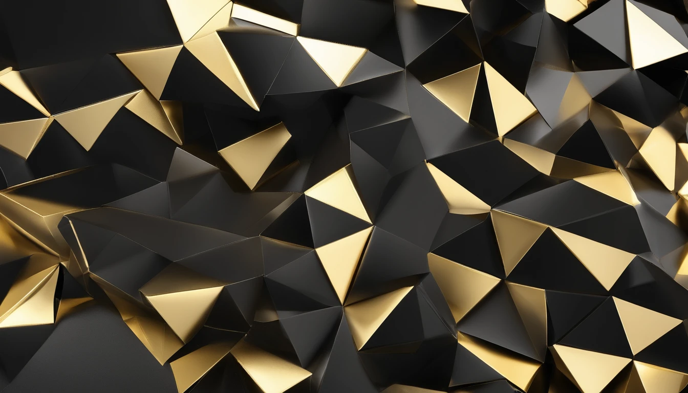 Black wallpaper with 3d triangles with glitter, all in black color just putting depth or brightness in the triangle shapes