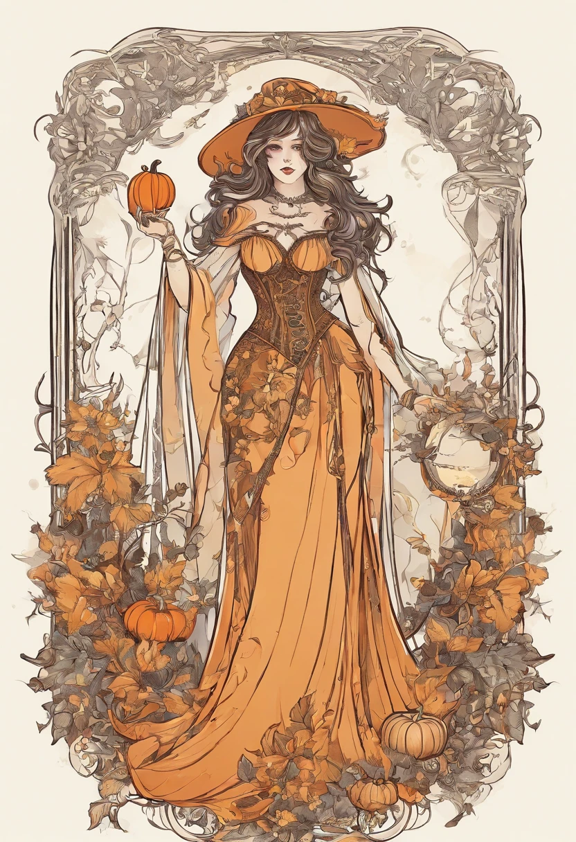 girl with、Halloween、witch outfit