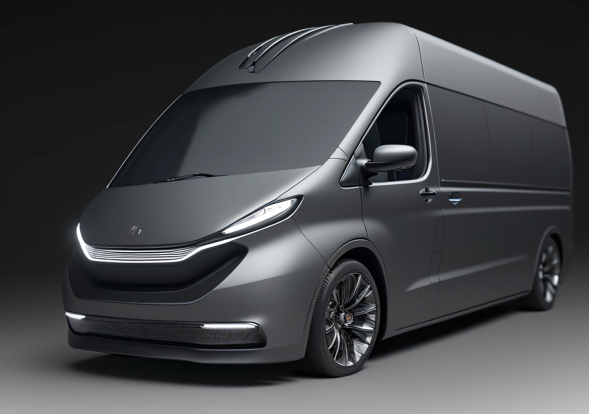 A van,high - tech,Exquisite details,Advanced surfaces,Minimalist industrial design,concept design,Plating materials,super-fine,k hd,Masterpiece, Best quality, rendering by octane, No Man, Simple background, Darker gallery background, greybackground, Depth of field, Gradient background, (ring),