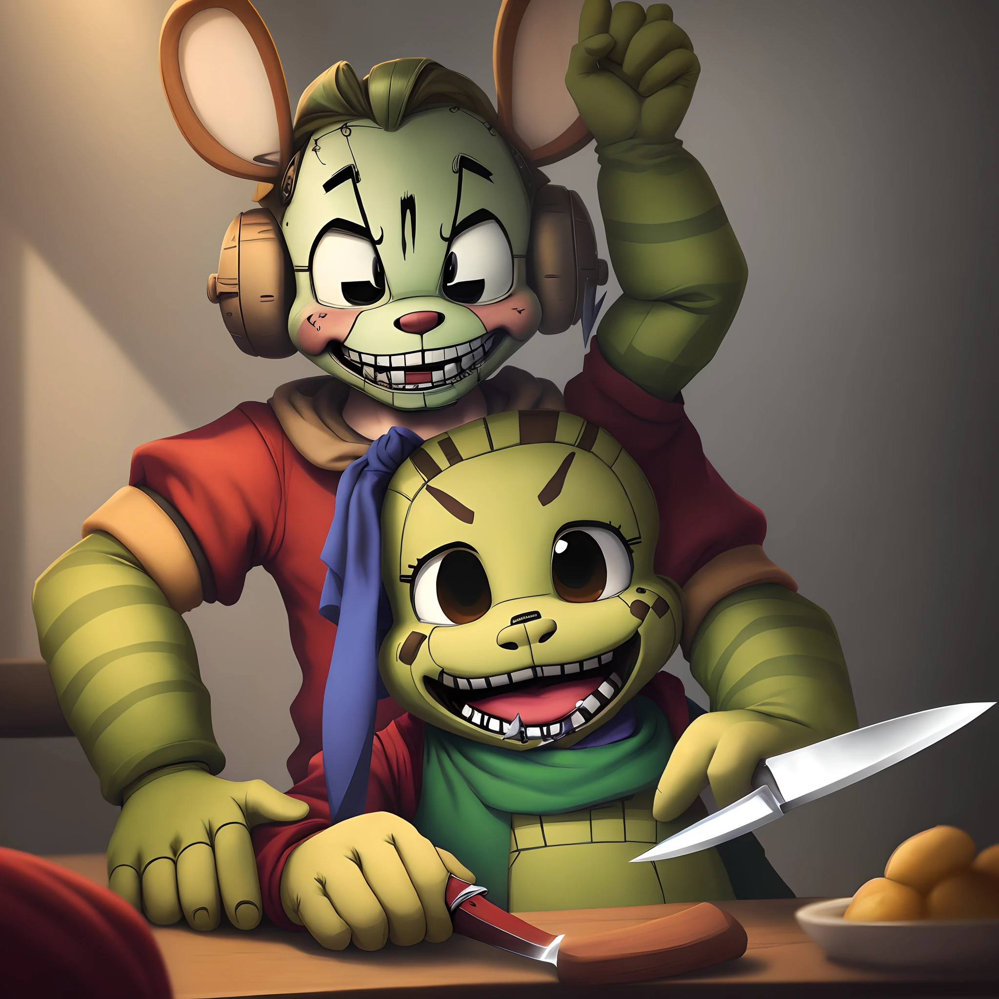 masterpiece, best quality, IncrsPunchingArmstrongMeme, <lora:RaidenPunchingArmstrongMeme:0.45>, gameplay mechanics, punching,
BREAK, shrex, green skin, ogre, shrek, <lora:Char_Sigmas_Shrek:0.9>,
BREAK, Tinkywinky, <lora:Char_Meme_TinkyWinky:0.8>, Exe, teeth, horror (theme), red eyes, smile, sharp teeth, glowing, dark, blood, tongue, grin, glowing eyes, evil smile, <lora:Pos_EXEHardcore:0.9>