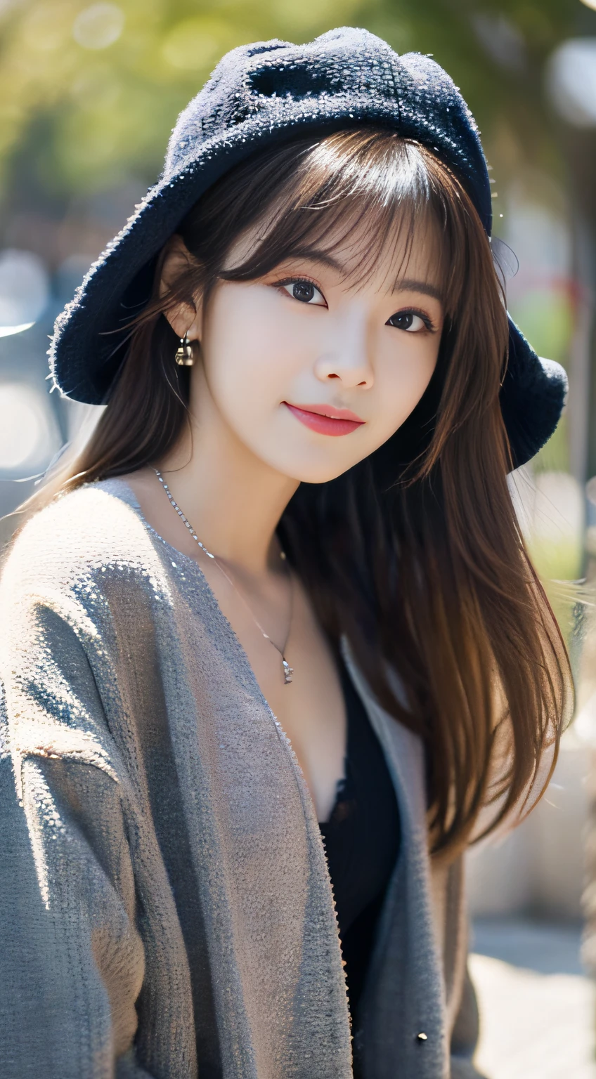 （３２K,high-detail,high detal,hight resolution,highdensity,独奏：1.3）,（Realistic people,Live action,A detailed eye,High resolution eyes,Fine eyes,Eyes that look like they are alive,beautiful dark blue eyes,Fishing eyes,Detailed lips,Crystal clear white skin,detailed realistic faces：1.3）,（Japanese ido,Korean Idols,model in Japan,Korean models,Korean K-Pop Female Idol：1.2）,（with a flushed face,natural make up,a necklace,piercings,Navel piercing：1.4）（Cargo pants,Colorful tops with oversized silhouettes,Coat with a large silhouette,Leather boots,Hats,Mode-based beautiful eye casual：1.6）,（well-shaped breasts：1.5）,（Sexy and very beautiful koreans１6 years old little girl,Cool eyes,little smiling,facing back,turned around,Looking at the camera,Fashion Leader,fashion modell,Soft skin,Unforgettable eyes,Her eyes are too beautiful,I want to go to Paris Collection..,Cutting-edge fashion：1.6）,（showing your whole body,Show full-body fashion,Fashion that stands out：1.7）
