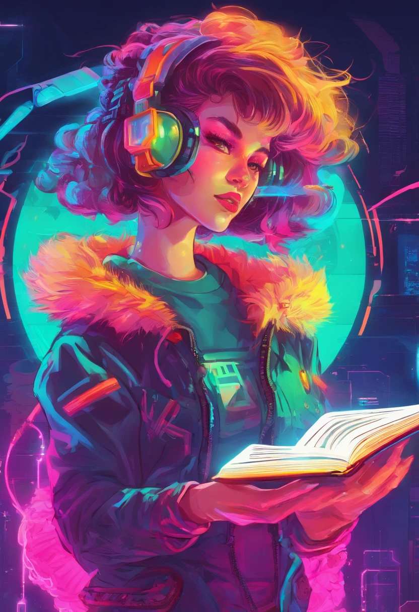 girl,Ball head,sporty attire,A glowing book floats in the air on the right,Girl hands touching a book