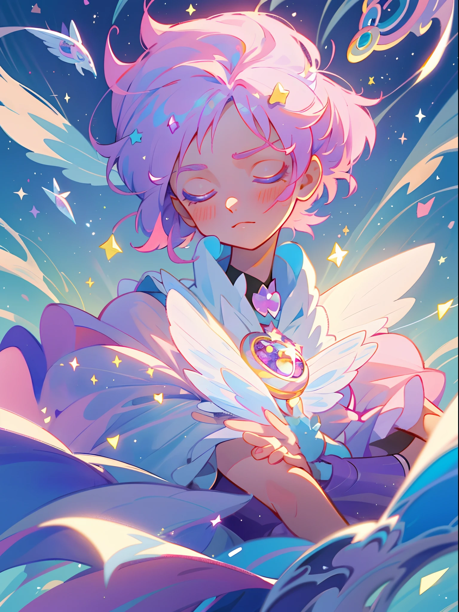 k hd,Anime magical girl, portrait of magical girl, madoka magica, sparkling magical girl, magical girl, cardcaptor sakura, clean and meticulous anime art, magical girl anime mahou shojo, beautiful anime art style, cute anime girl portraits, carrying a magical staff, zerochan art, lovely art style, astral fairy, Soft anime illustration