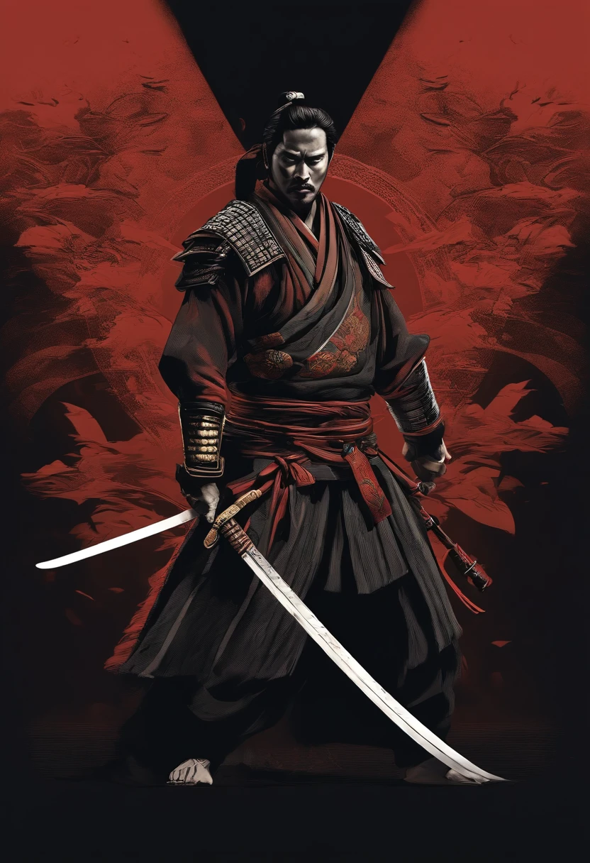 SamuraiXQuiron man, solo, long hair, 1boy, ponytail, male focus, red hair, japanese clothes, kimono, scar, katana, sheath, scar on face, samurai,