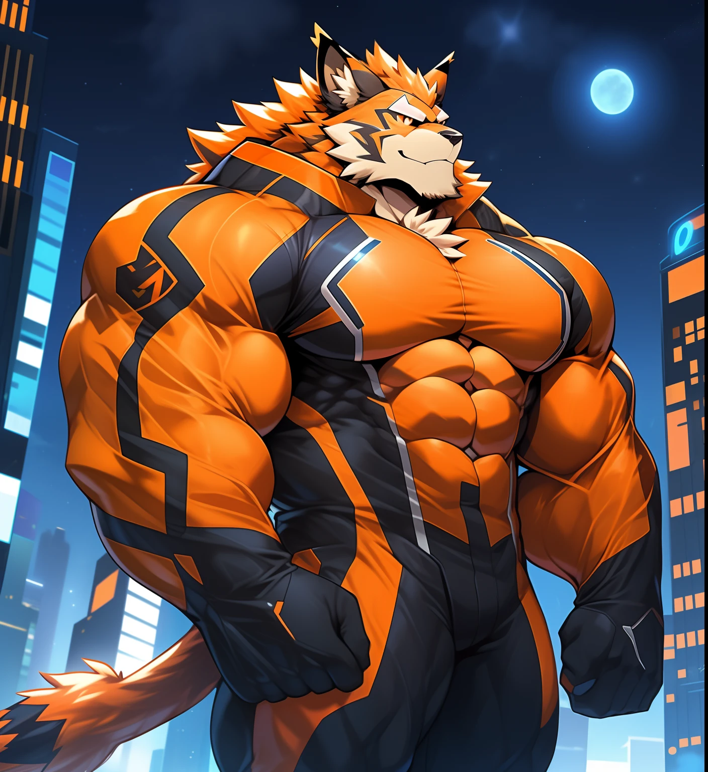 coyote,Furry,Orange-white hair,musculature,Muscle men,nakeness,Strong,ultraclear,Has a large ,Collar,Black shorts,Wrestlers,fist,red pupils,Abs,Yellow coat,The erection,Collar,Has a large ,der riese,tit,Solo,Stout arms,Storm jacket,Badge,Pronounced abs,ssmile,subway station background,Urban style,hold fists,Big Dick,Red Storm jacket