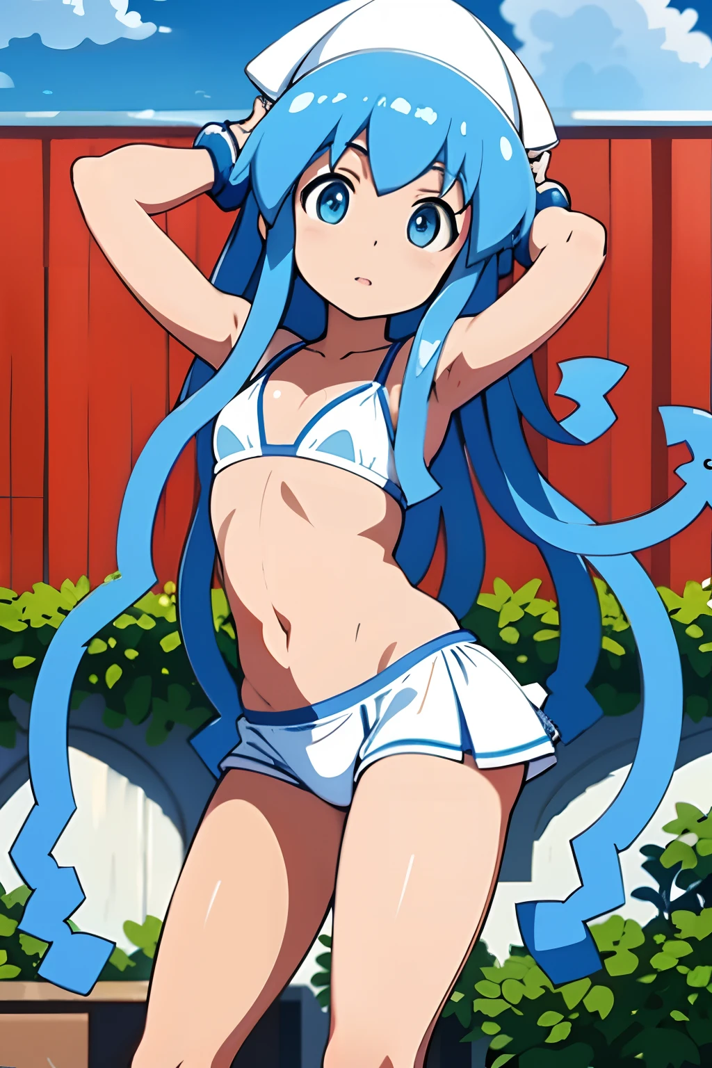chica anime con gran en bikini blanco, Hermosa chica de anime en cuclillas, Backwards, Reverse, grande, small curvy loli, Thicc, [ Arte digital 4K ]!!, seductora chica de anime, Estilo Azur Lane, The anime girl is crouching, kantai collection style, OPPAI, agacharse, Anime CG soft art, pixiv 3dcg, loli, Ika musume