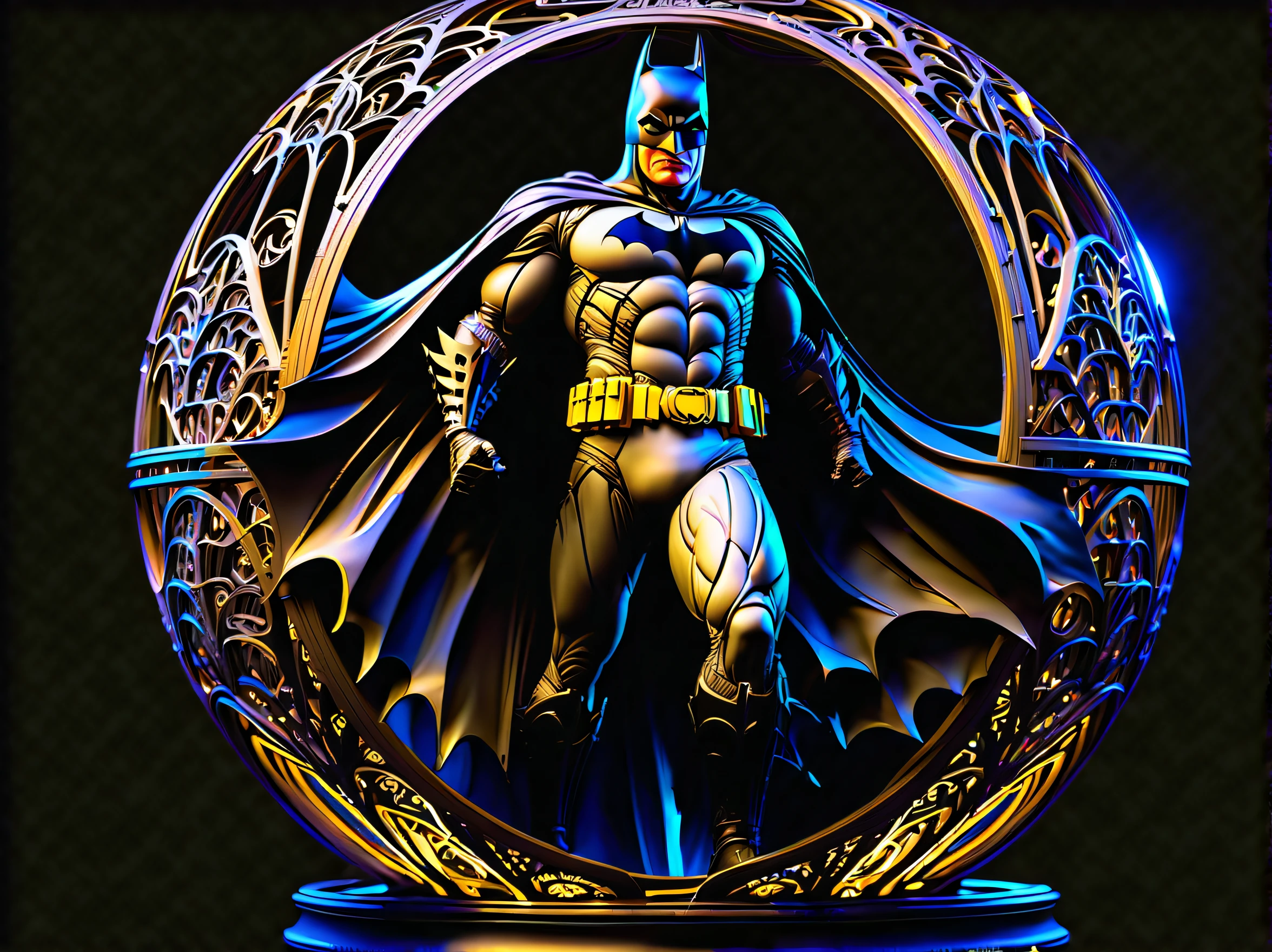 sculpture batman in the sphere ball with floating in the sky, (((beautiful detail glow:1.1))), full body shot, under lighting, black light paint line art with wire frame, shadow wish, (((intricate details:1.4))), (((insane details, delicate details, masterpiece:1.3))), (((radiosity rendered in stunning 32k resolution:1.3))), (((highest quality, highly quality, ultimate quality:1.3))), (digital paint concept art:1.3),