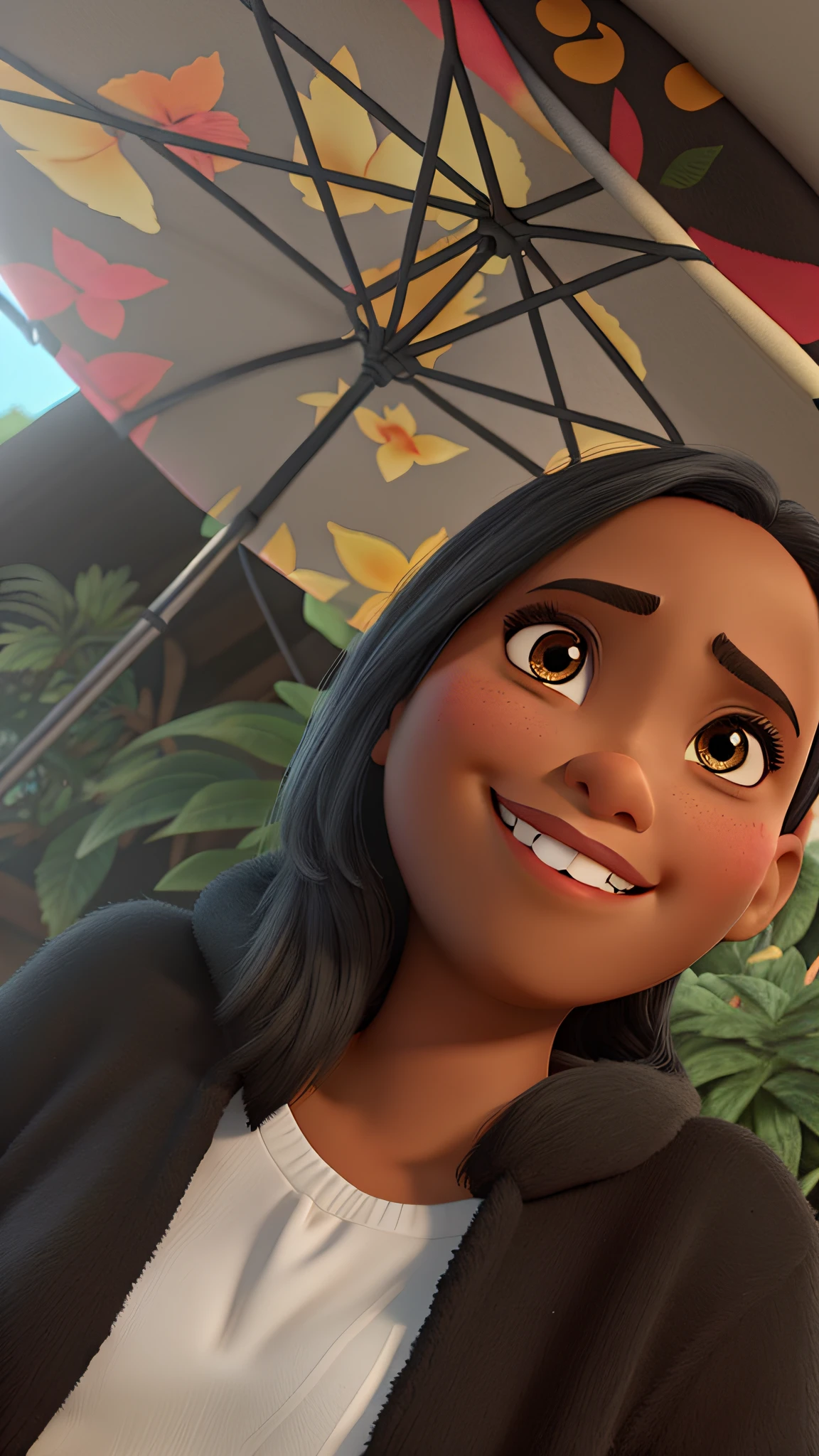 Uma mulher negra estilo disney pixar