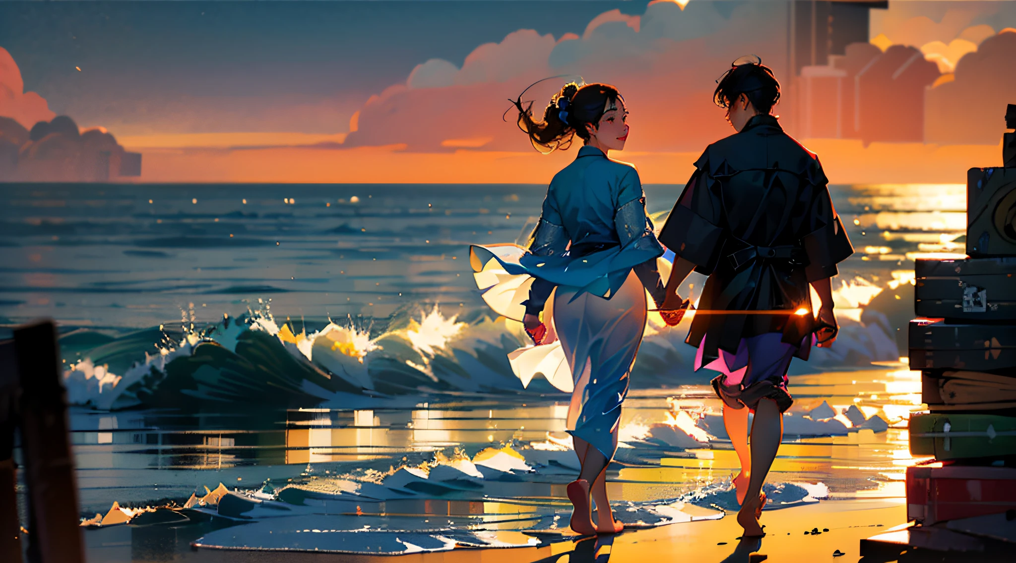sideshot:As time passes,They became the most important support in each other's lives。On this beautiful sandy beach,They will begin a new chapter in their lives。
scene:Sunny morning,A stretch of golden sand stretches into the sky。The waves gently lap against the shore,With the tide up and down。Li Xuan and Yaoyao walk barefoot on the beach,Under the sea breeze,Enjoy their happy time。
人物:Li Xuan and Yaoyao,A pair of lovers with a deep relationship。The two go wherever they go,You can feel the care and support of each other。
expressioness:They enjoyed the sea view in the distance,While talking about future life plans。face smile,It is full of expectations for a better future。
Doing:The two stopped from time to time,Looking at the sea level in the distance,Hold each other in your arms。Their laughter and the sound of the waves mingled,It's like a beautiful piece of music。
enviroment:Flocks of seabirds fly on the beach,The sun shines on the golden sand,Waves roll in from the sky,Huge cargo ships cut across the horizon,Dotted with this splendid seascape。
Ambient light:sunlight penetrates the clouds,Sprinkle on this golden sand。The sun shines on the sea,Like a sparkling sea of gold。The sky in the distance was stained with a faint golden yellow of the sun,As if the eternal vows of sincere love。
This was a pleasant and warm time for Li Xuan and Yaoyao to spend together,They are in each other's company,Enjoy the tranquility and talk。With the warm sunlight shining on,Their love story will bloom into a better chapter。If you have any specific scenario and plot needs,Please let me know,I'll continue to paint for you。 --auto