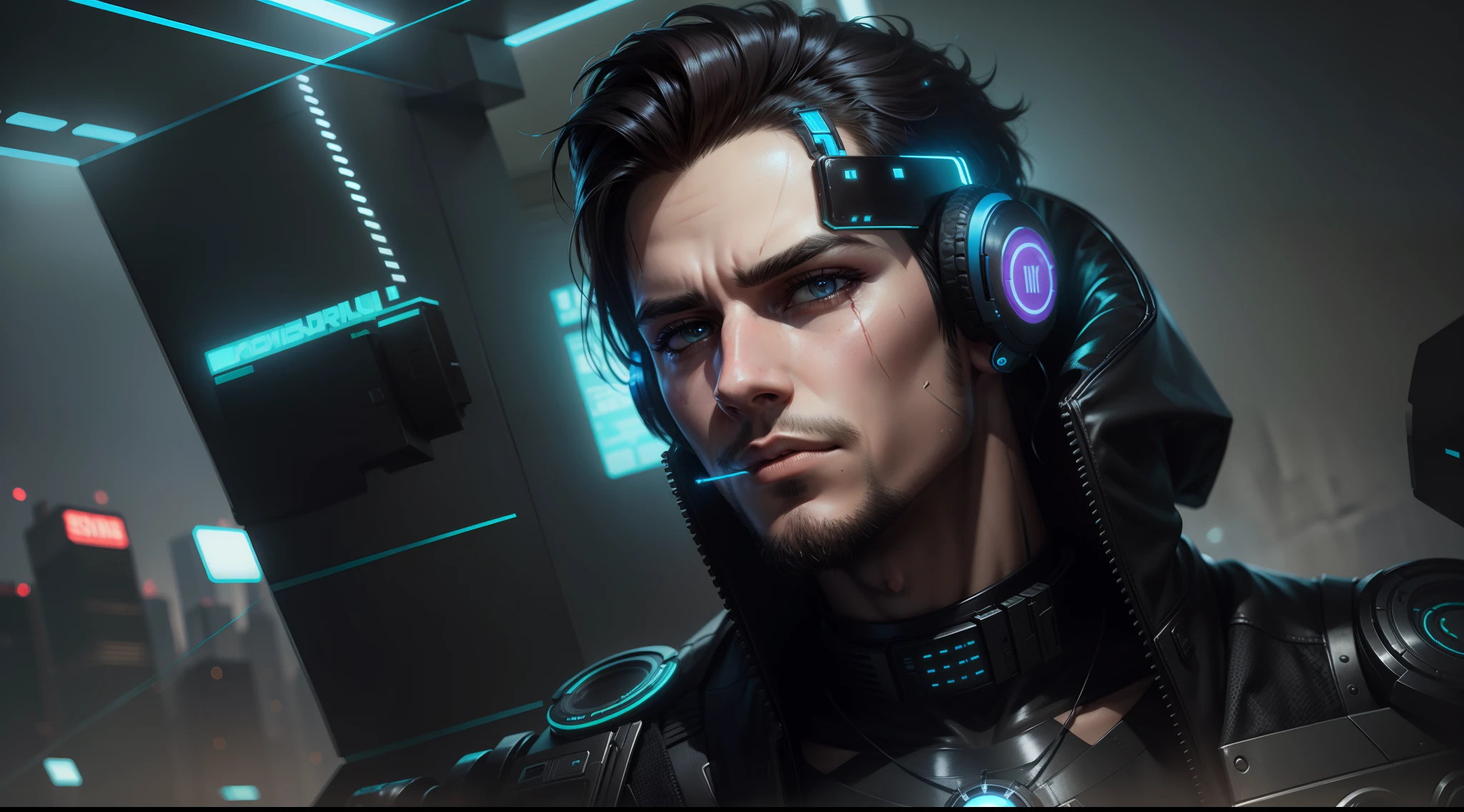 Change background cyberpunk handsome boy, realistic face, 8k, ultra realistic,