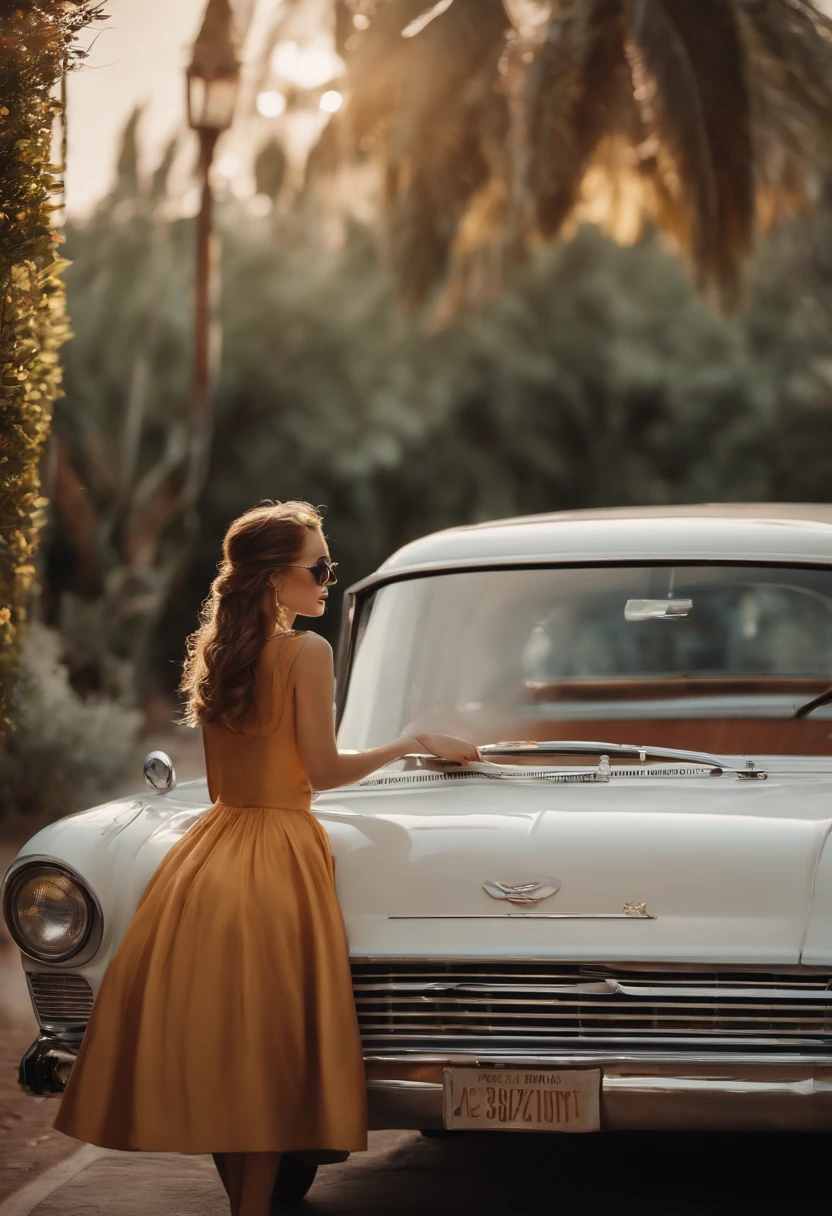 cartas de filme, estilo Disney Pixar, With a girl in glasses outside a white car