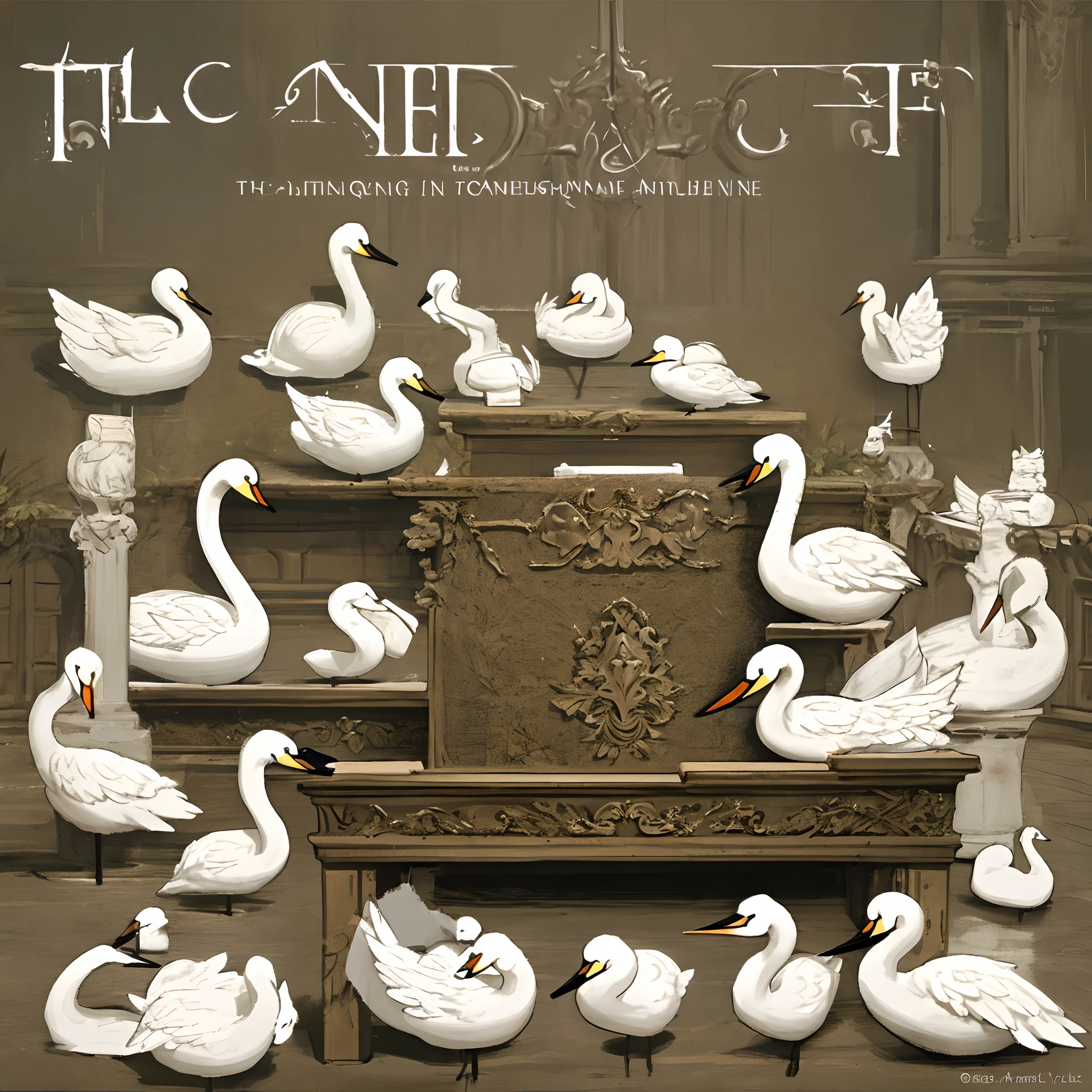 TLC font with swans